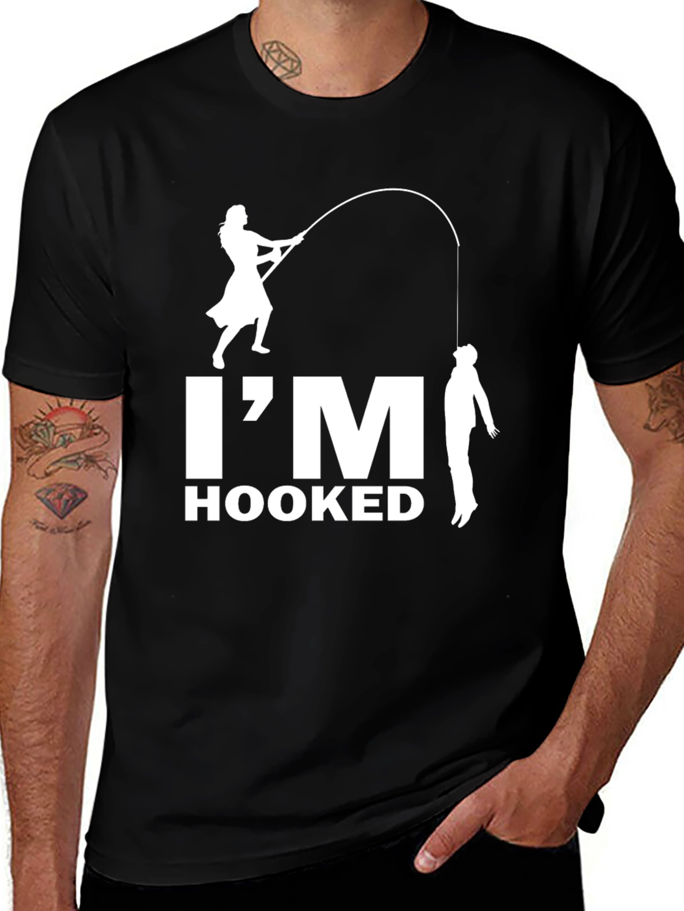 Variant 21 of I'M HOOKED Graphic T-Shirt Fishing Love Romance Tee