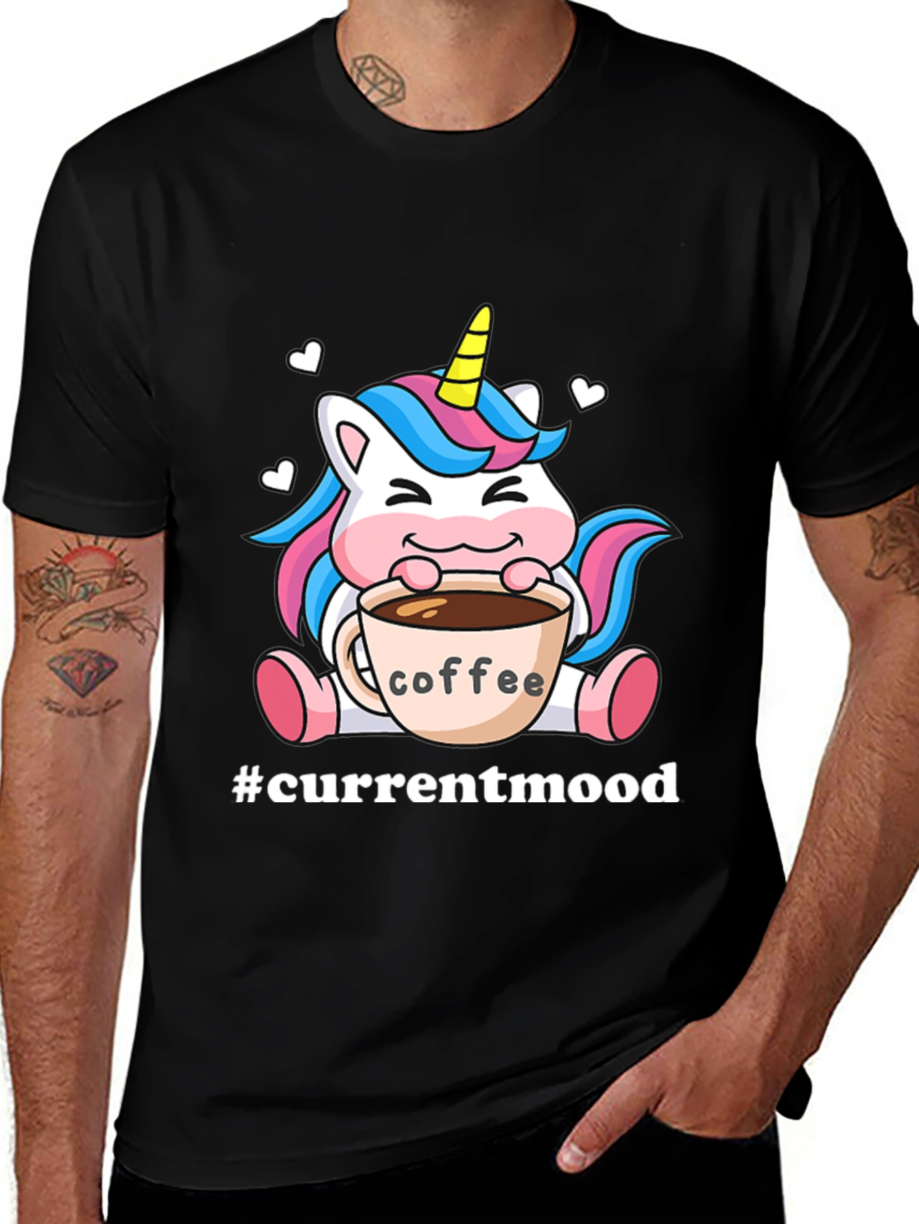 Variant 11 of Unicorn Coffee Current Mood Black T-Shirt