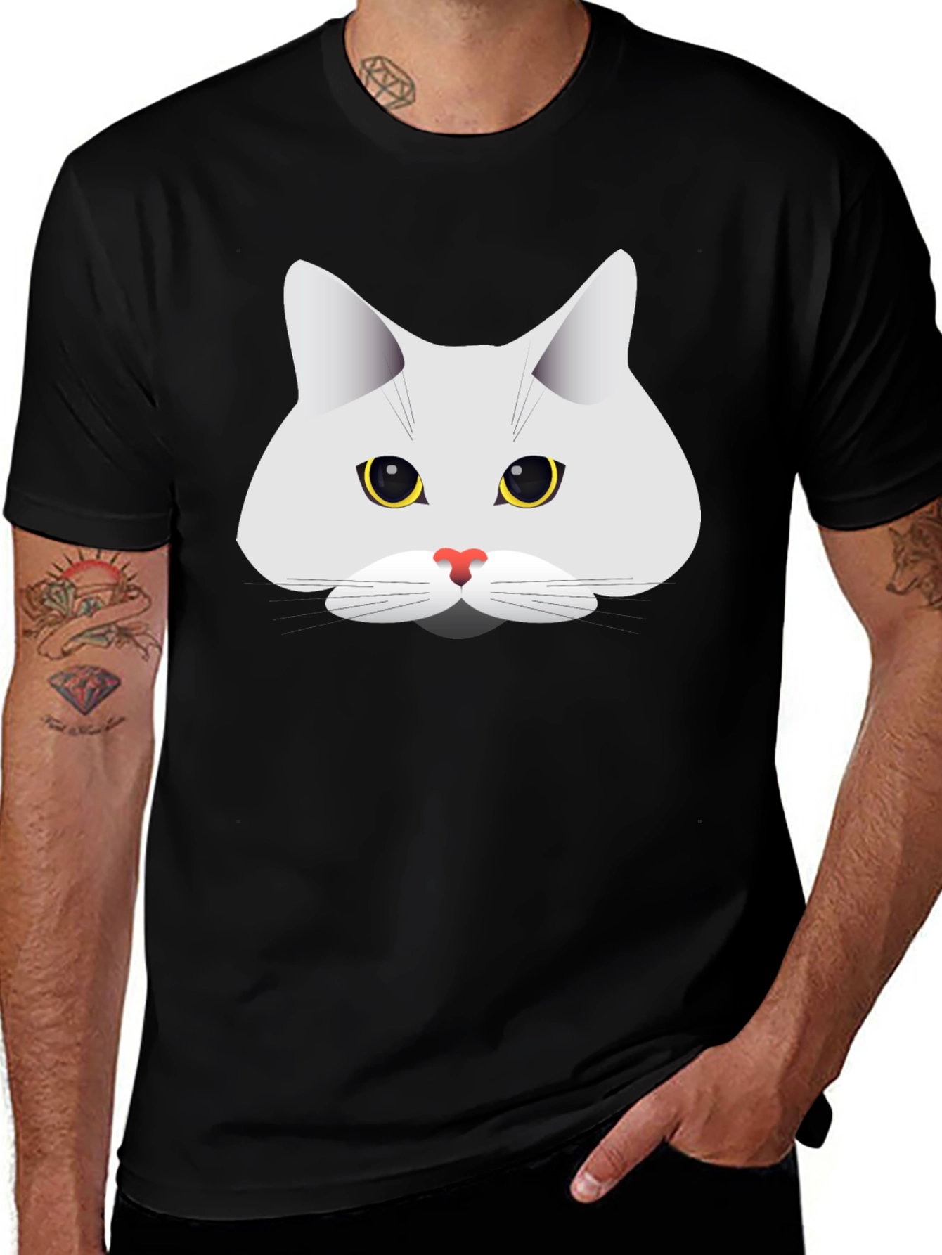 Variant 30 of Cat Face Graphic T-Shirt - Unisex Black Tee