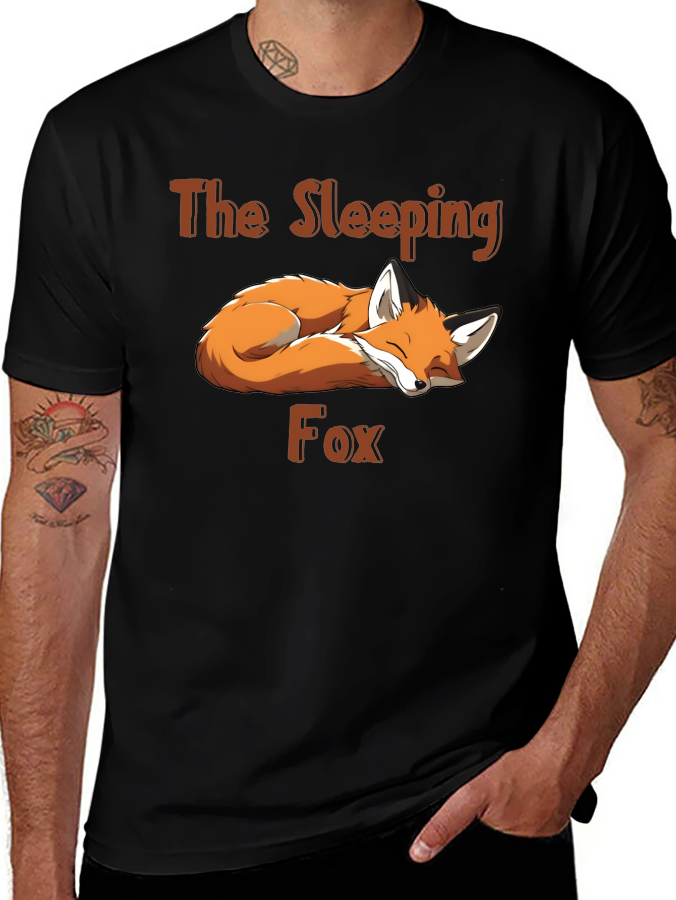 Variant 9 of Sleeping Fox Graphic Tee - Black