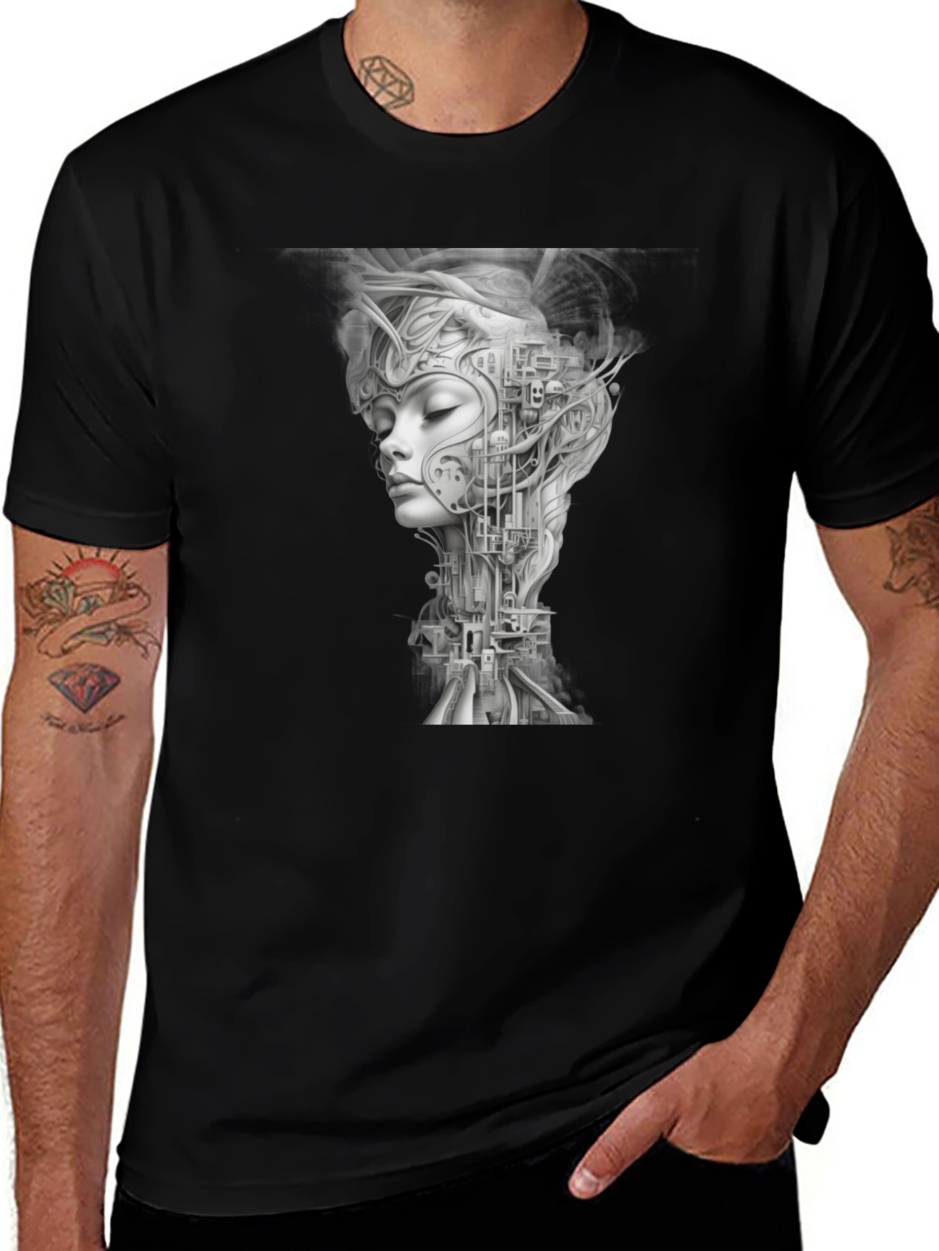 Variant 7 of Cyberpunk Woman Graphic Tee - Unique Style