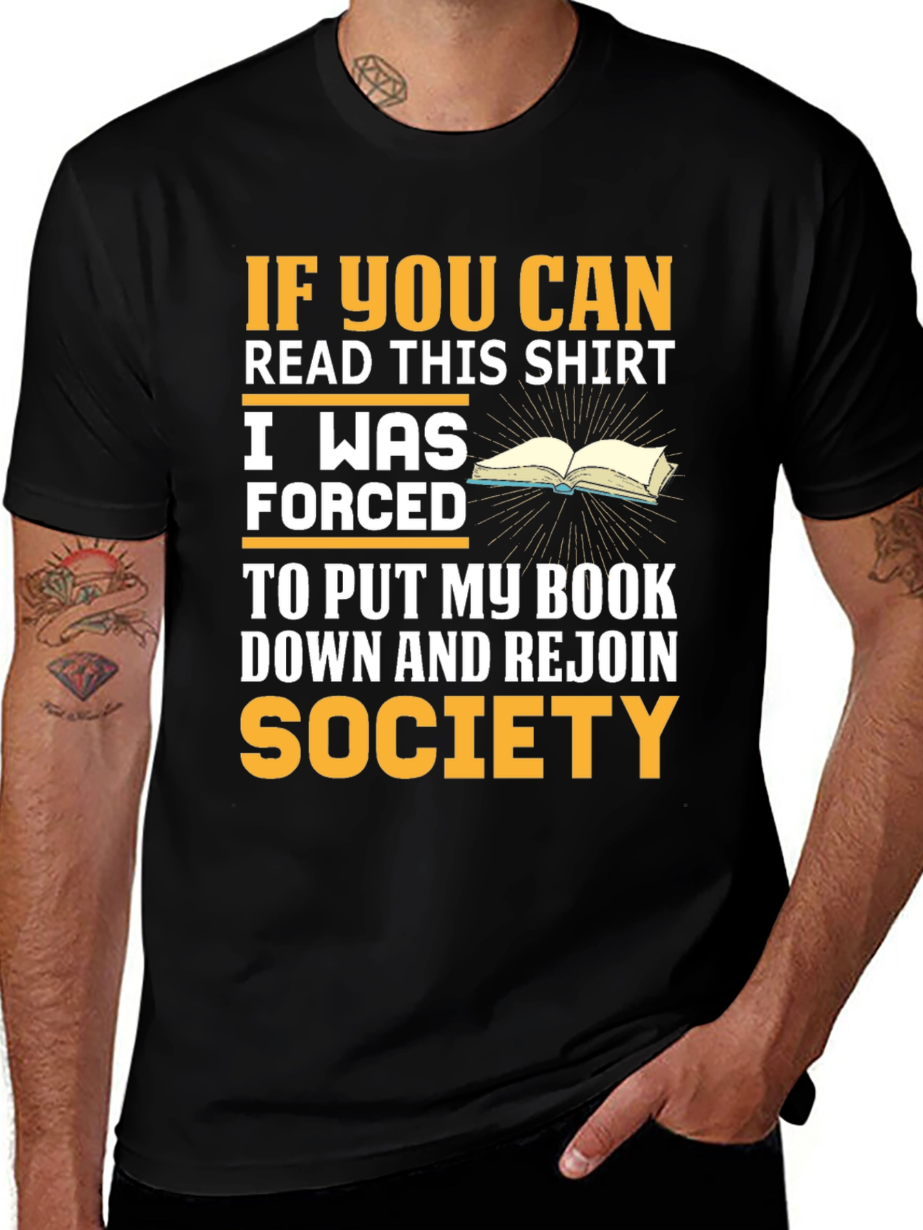 Variant 27 of Funny Book Lover T-Shirt - Forced to Rejoin Society