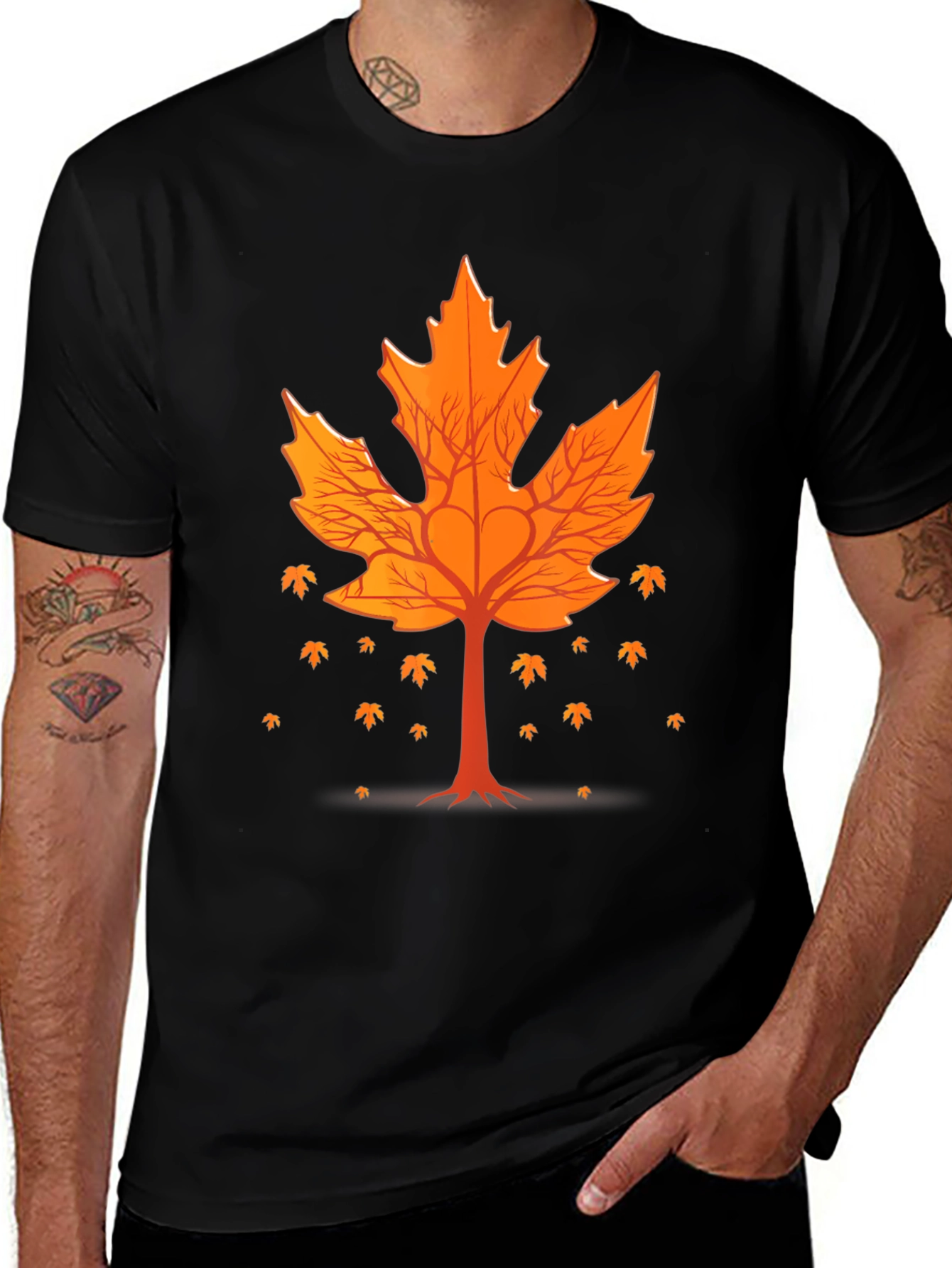Variant 4 of Fall Leaf Tree Graphic Tee - Nature Inspired Design