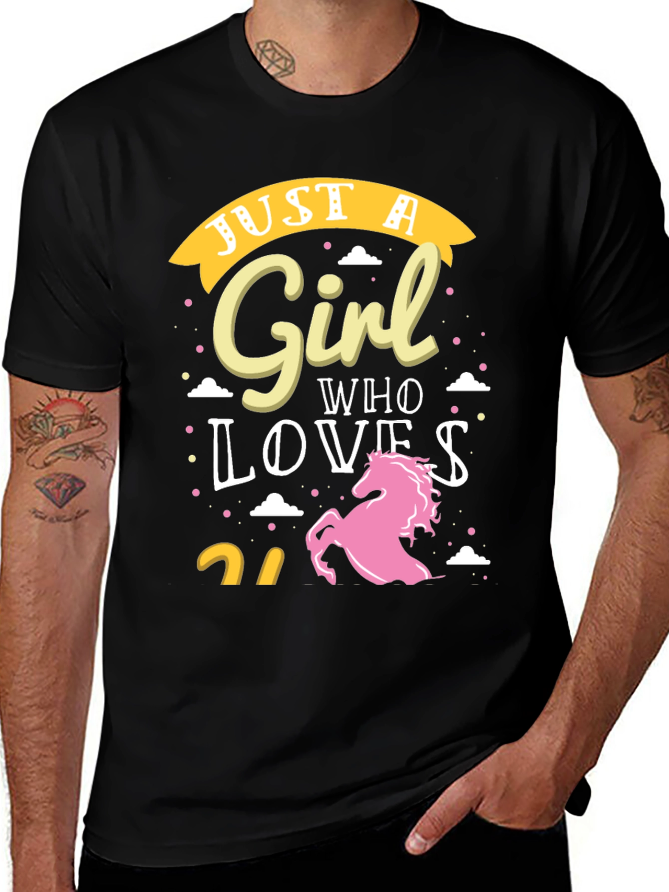Variant 7 of Just a Girl Who Loves Unicorns Black T-Shirt