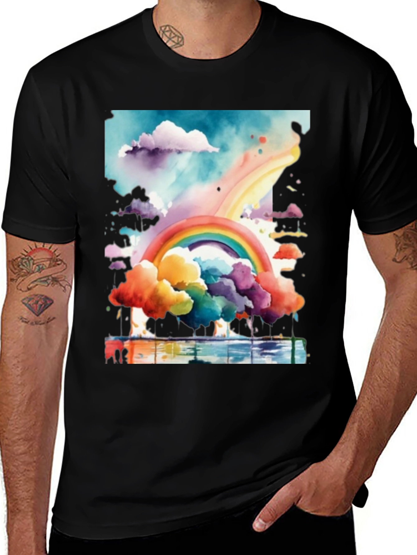 Variant 10 of Rainbow Watercolor Graphic Tee - Unisex