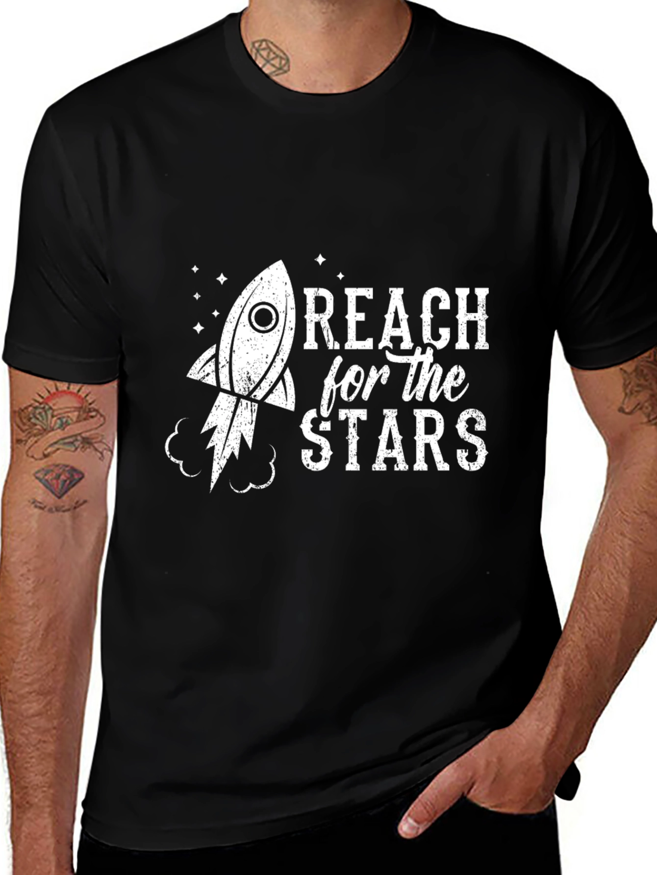 Variant 4 of Reach for the Stars Rocket Graphic Tee