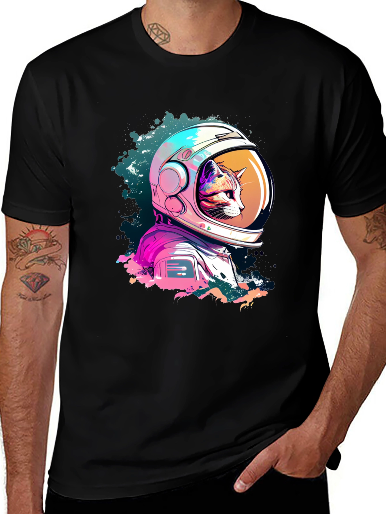 Variant 13 of Cat Astronaut Graphic Tee - Space Adventure