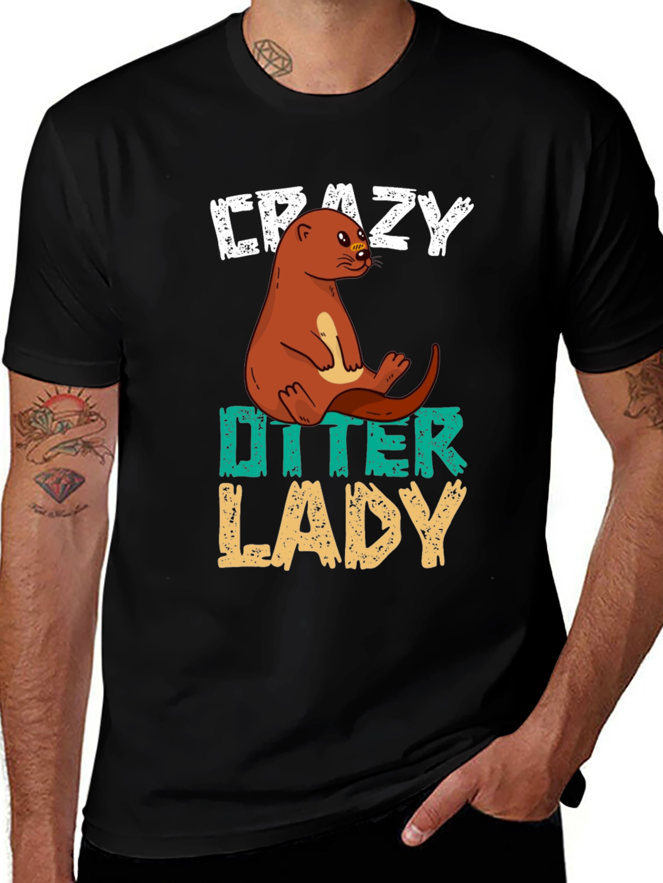 Variant 30 of Crazy Otter Lady T-Shirt - Unisex Animal Lover Tee