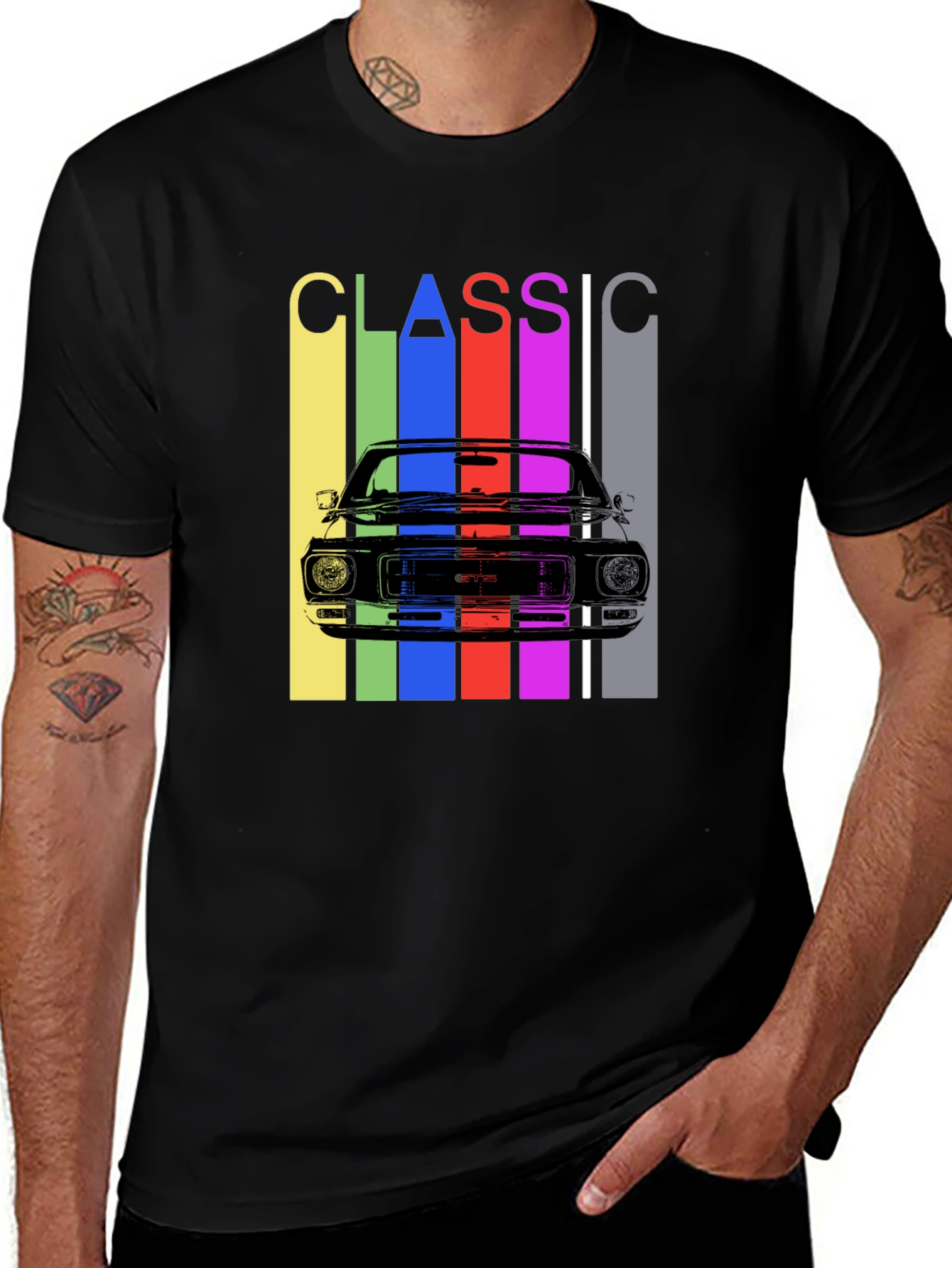 Variant 19 of Classic Car Graphic Black T-Shirt