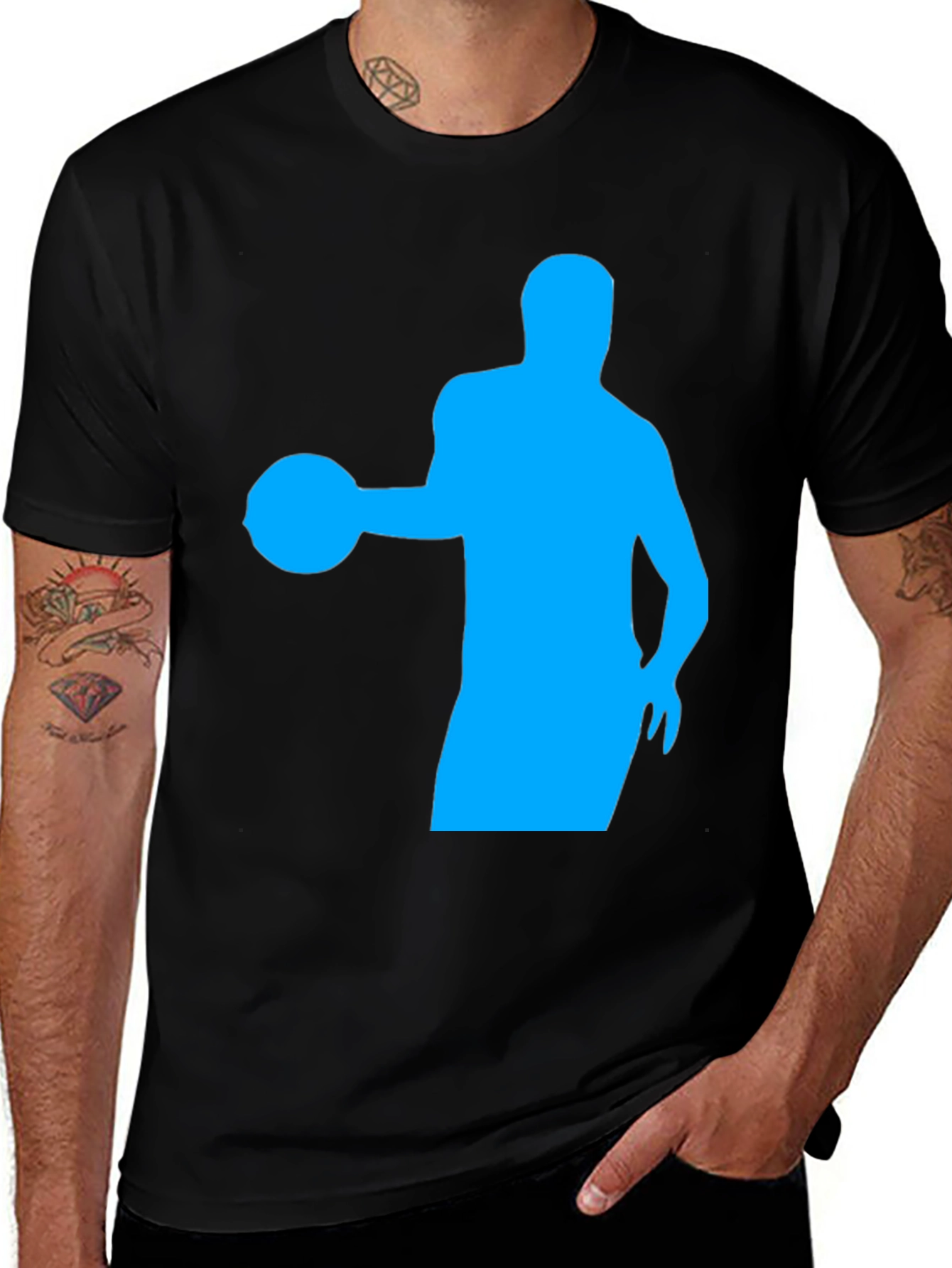Variant 5 of Basketball Silhouette Tee - Black Cotton Graphic T-Shirt