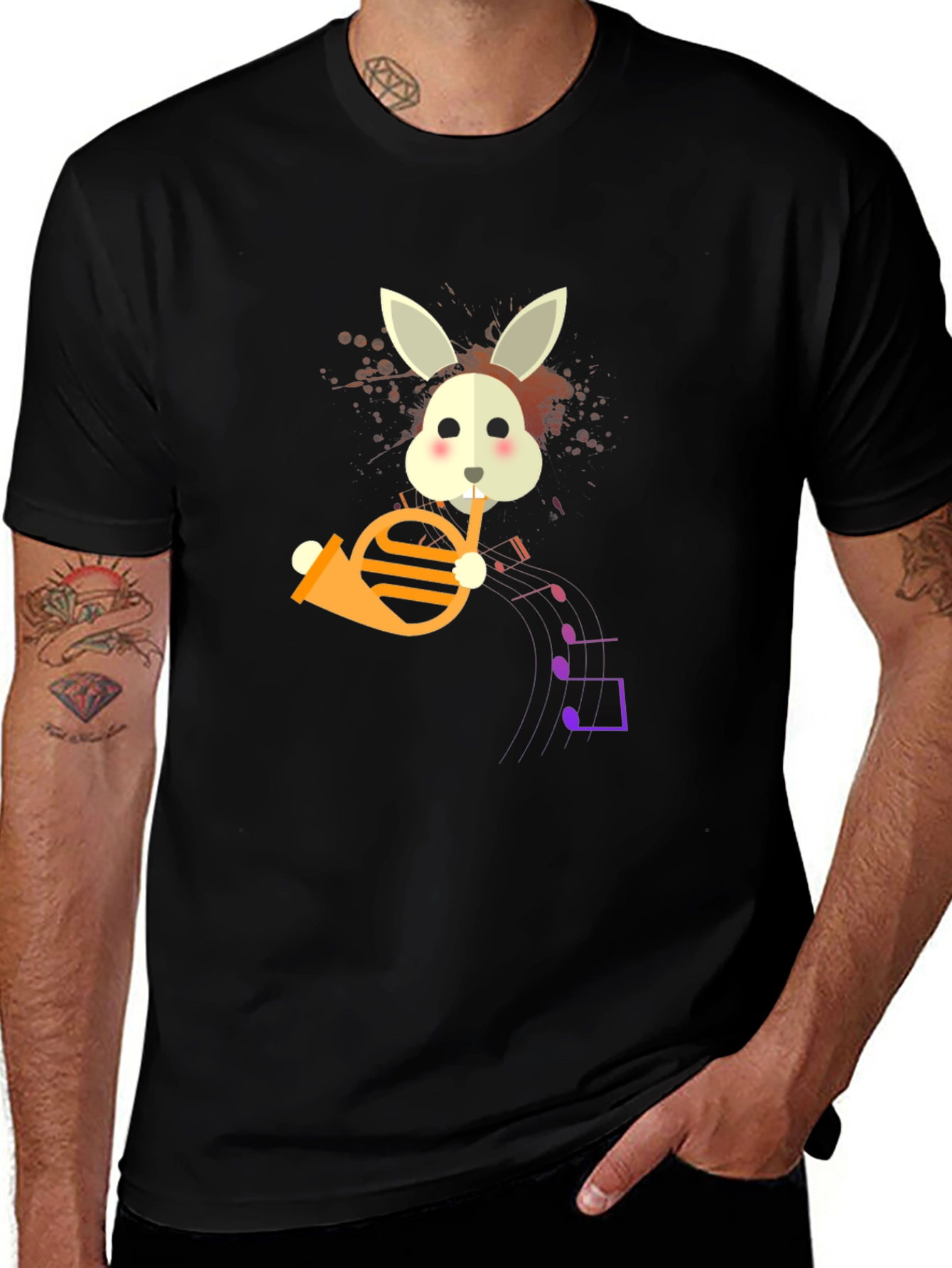 Variant 9 of Bunny French Horn Player Graphic T-Shirt