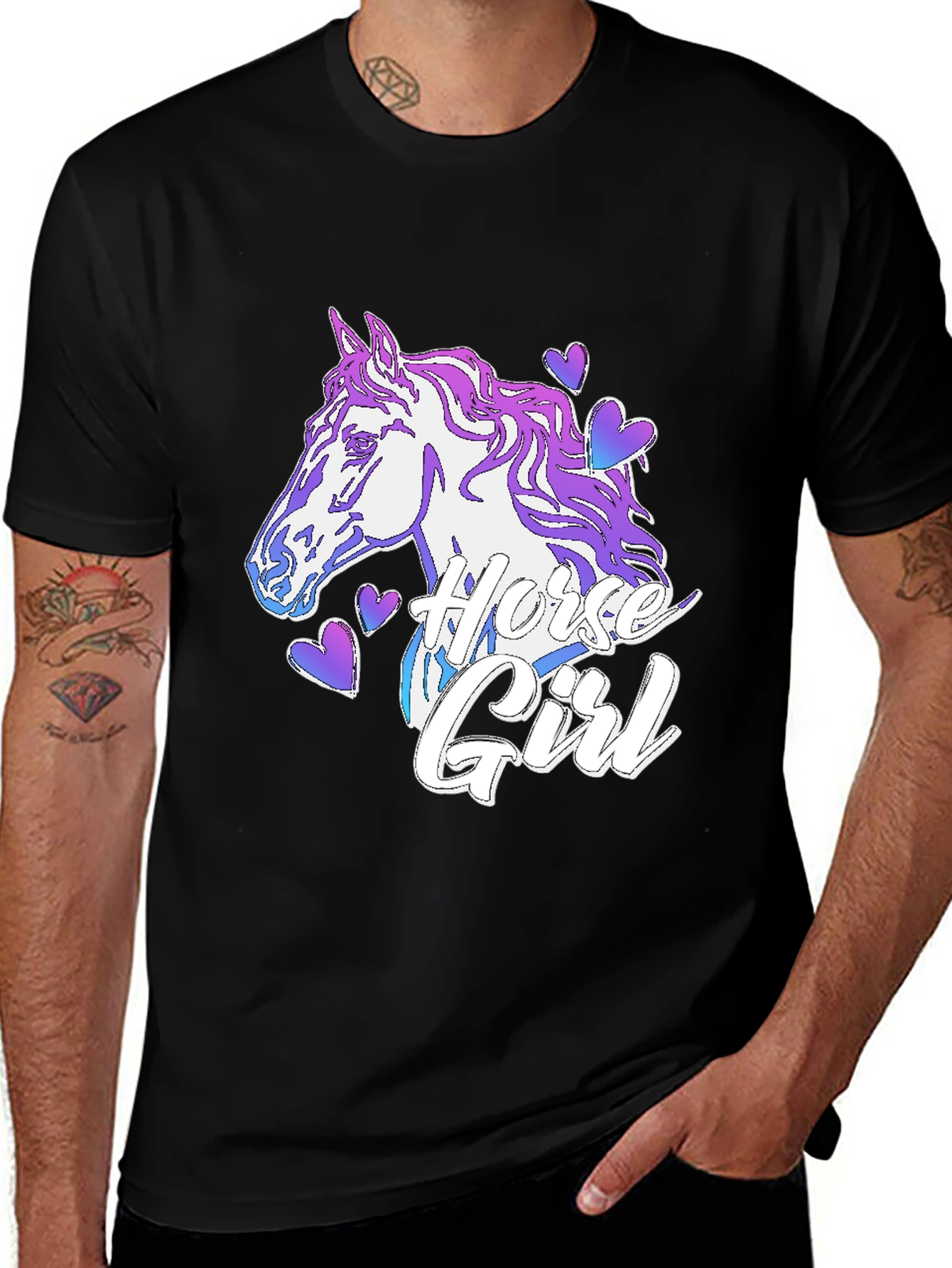 Variant 7 of Horse Girl T-Shirt Black Cotton