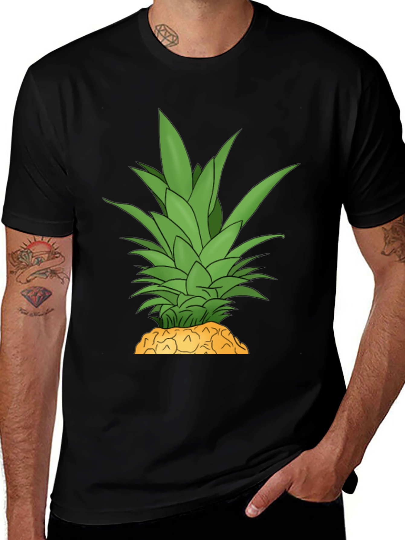 Pineapple Top Graphic Black T-Shirt