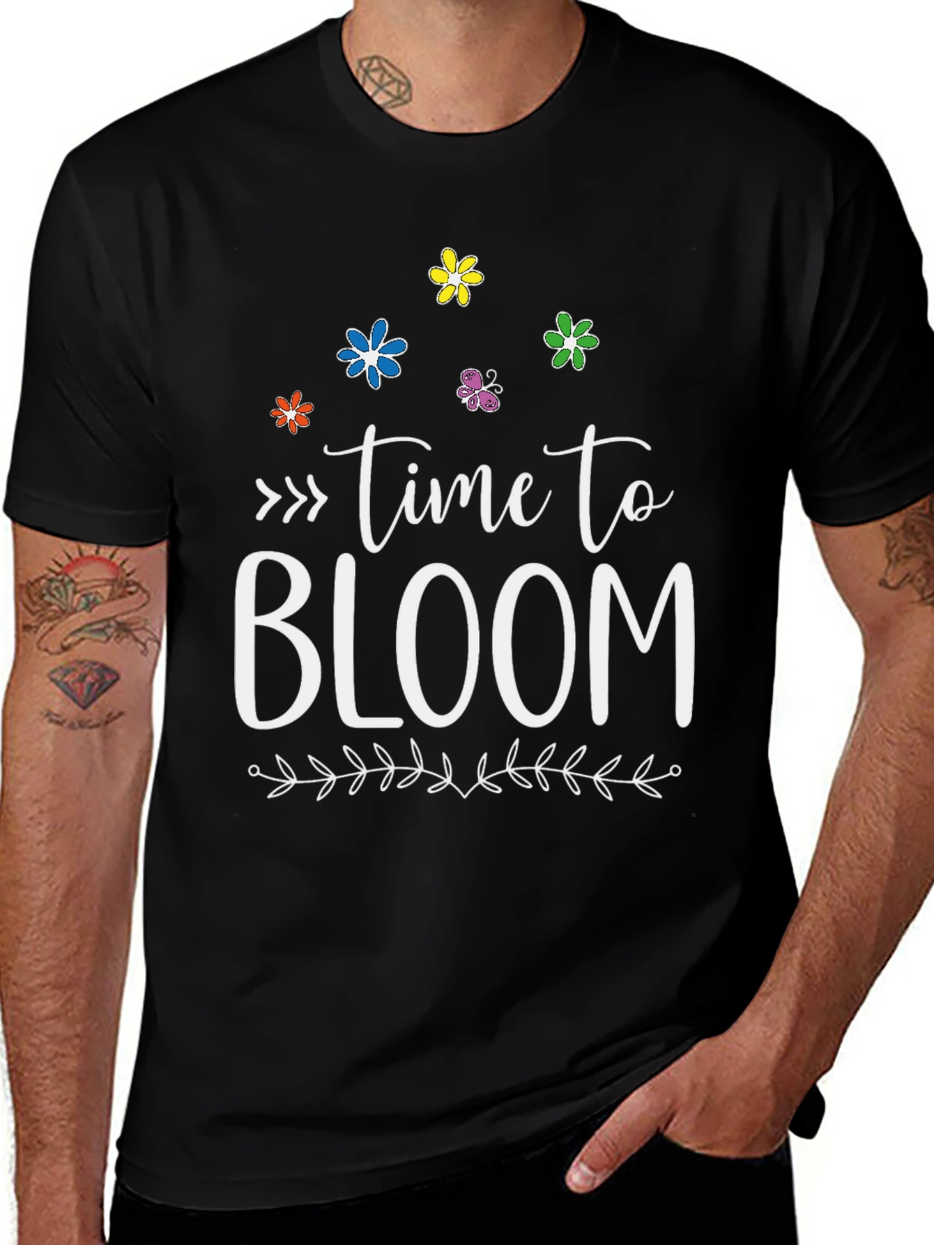 Variant 12 of Time To Bloom Black Graphic Tee