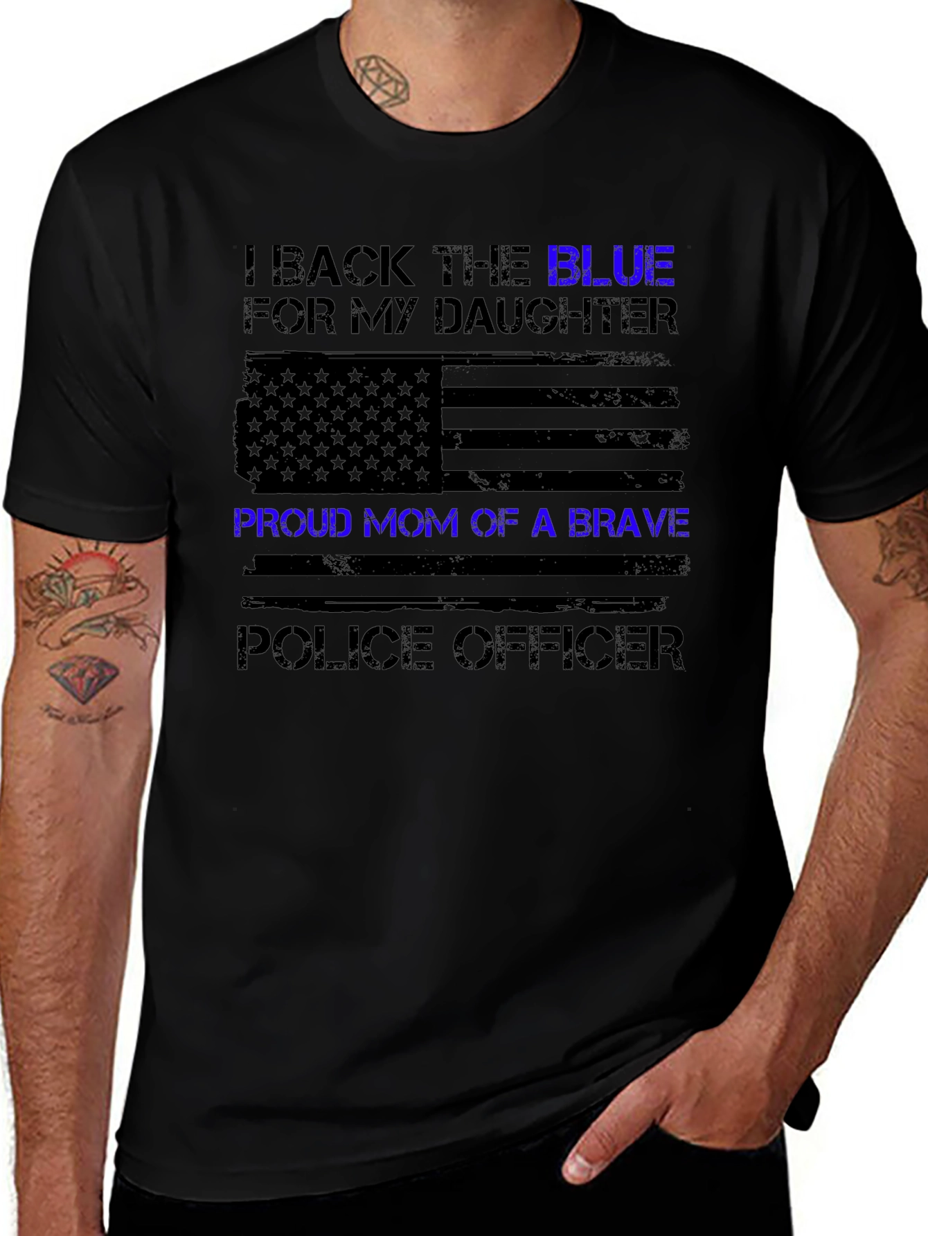 I Back the Blue Proud Mom Police Officer T-Shirt
