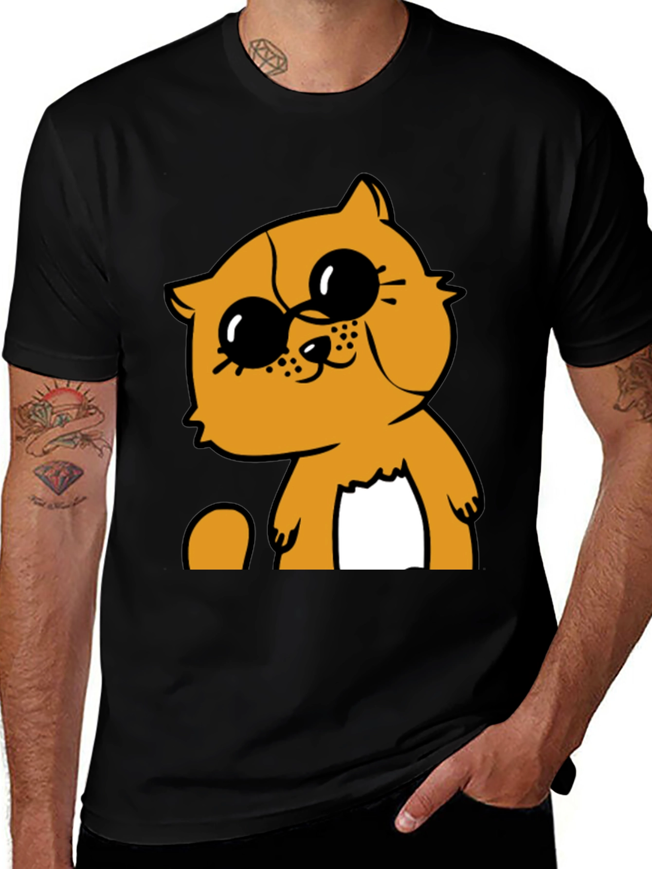 Variant 23 of Cool Cat Graphic Tee - Black Cotton Blend