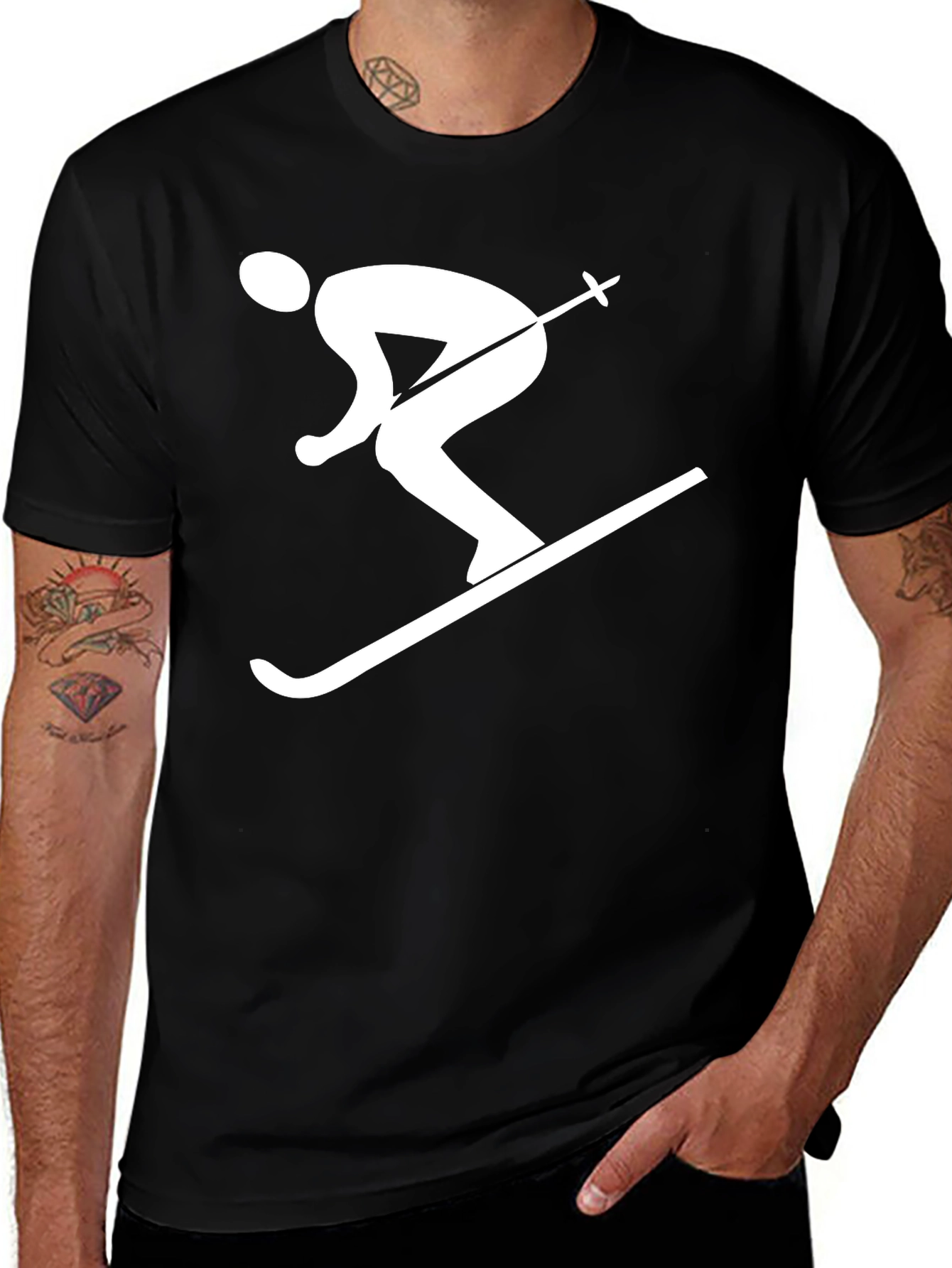 Variant 20 of Skiing Silhouette Graphic Tee - Black