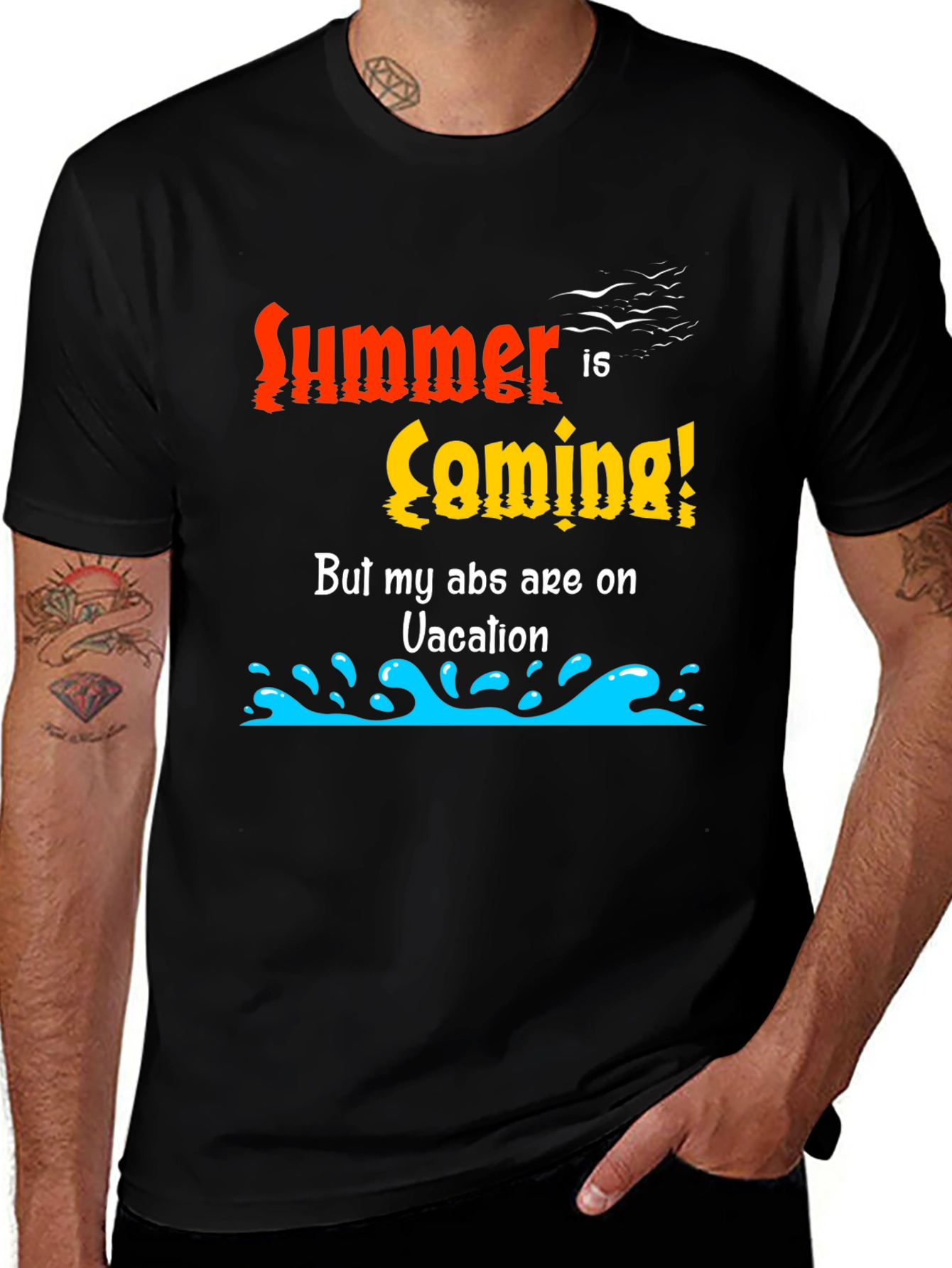 Variant 30 of Summer Abs Vacation T-Shirt - Funny Gym Humor Tee
