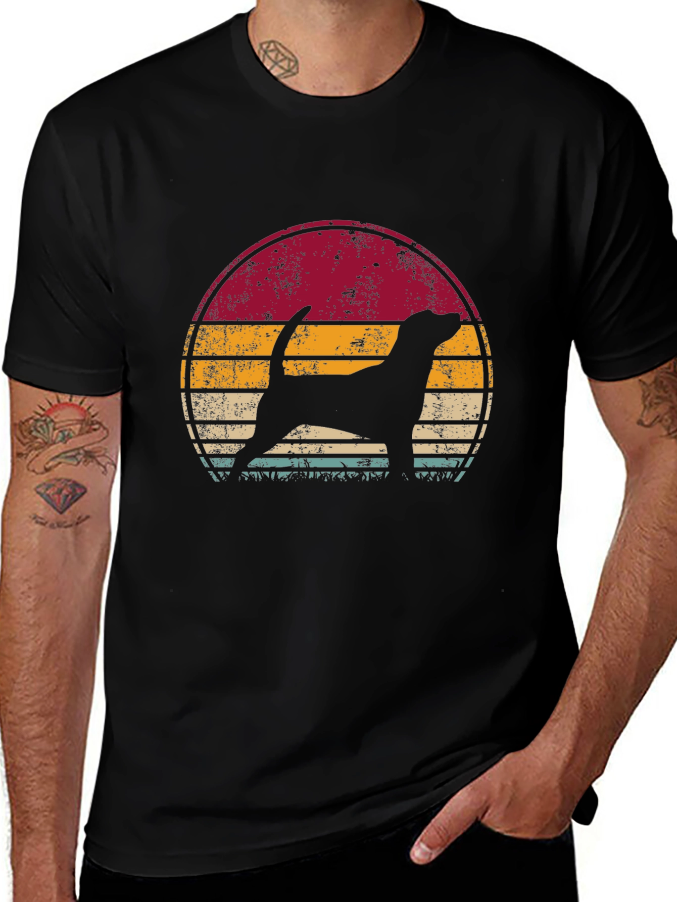 Variant 21 of Vintage Dog Sunset Black T-Shirt