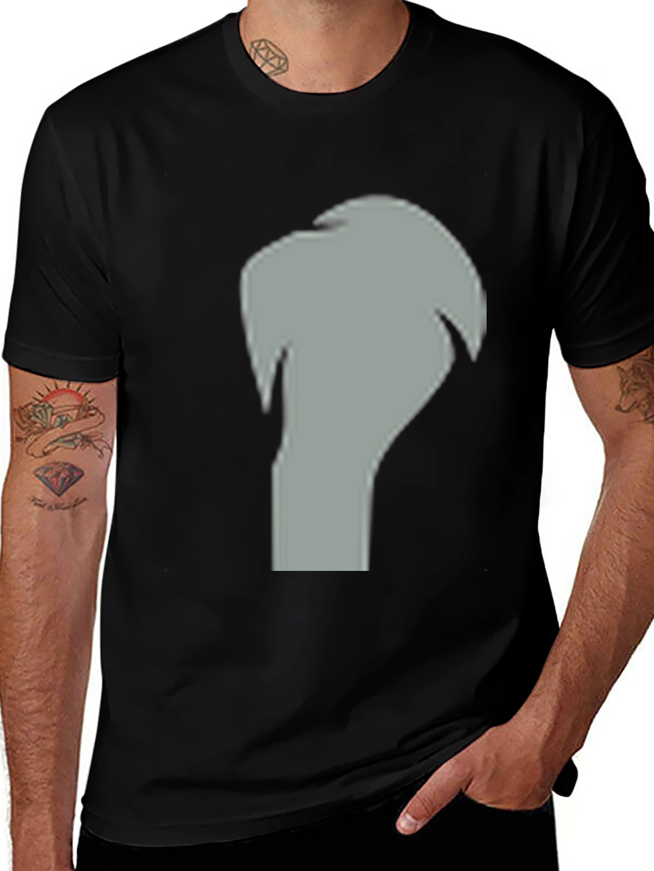 Variant 20 of Men's Black Tee - Abstract Graphic Print Casual Shirt