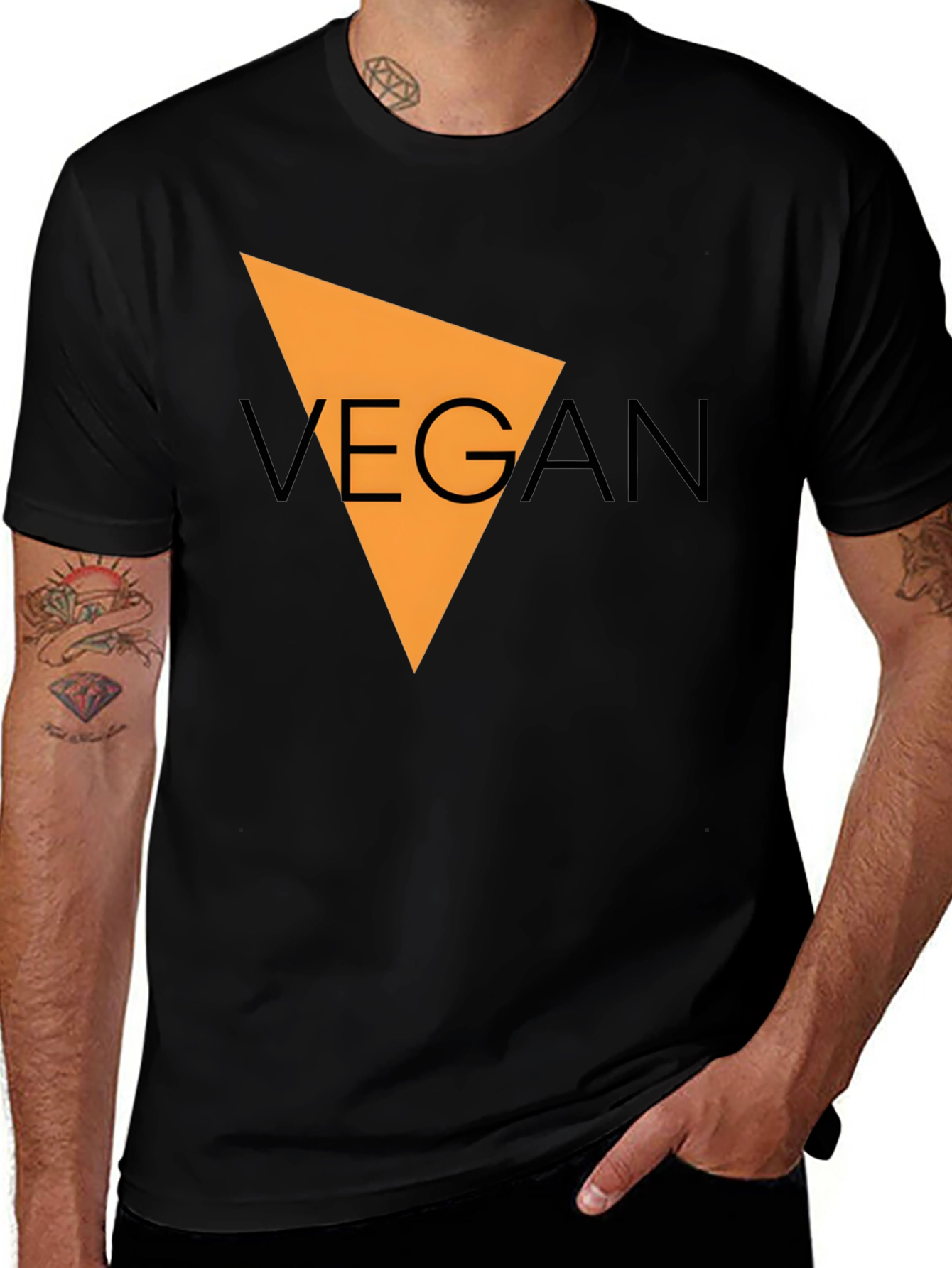 Variant 20 of Vegan Triangle Graphic Tee - Black