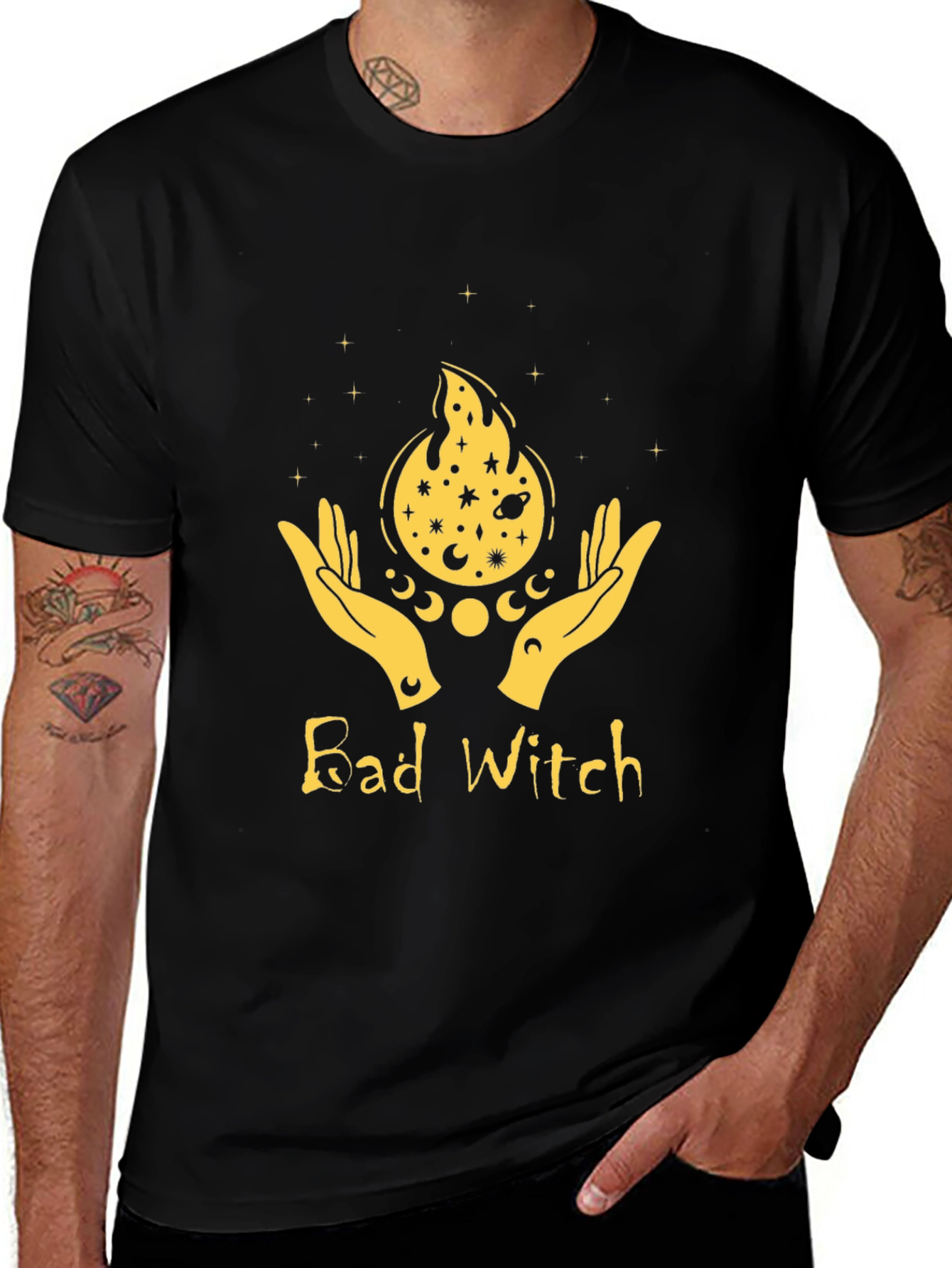 Variant 13 of Bad Witch Graphic Tee - Unisex Black T-Shirt