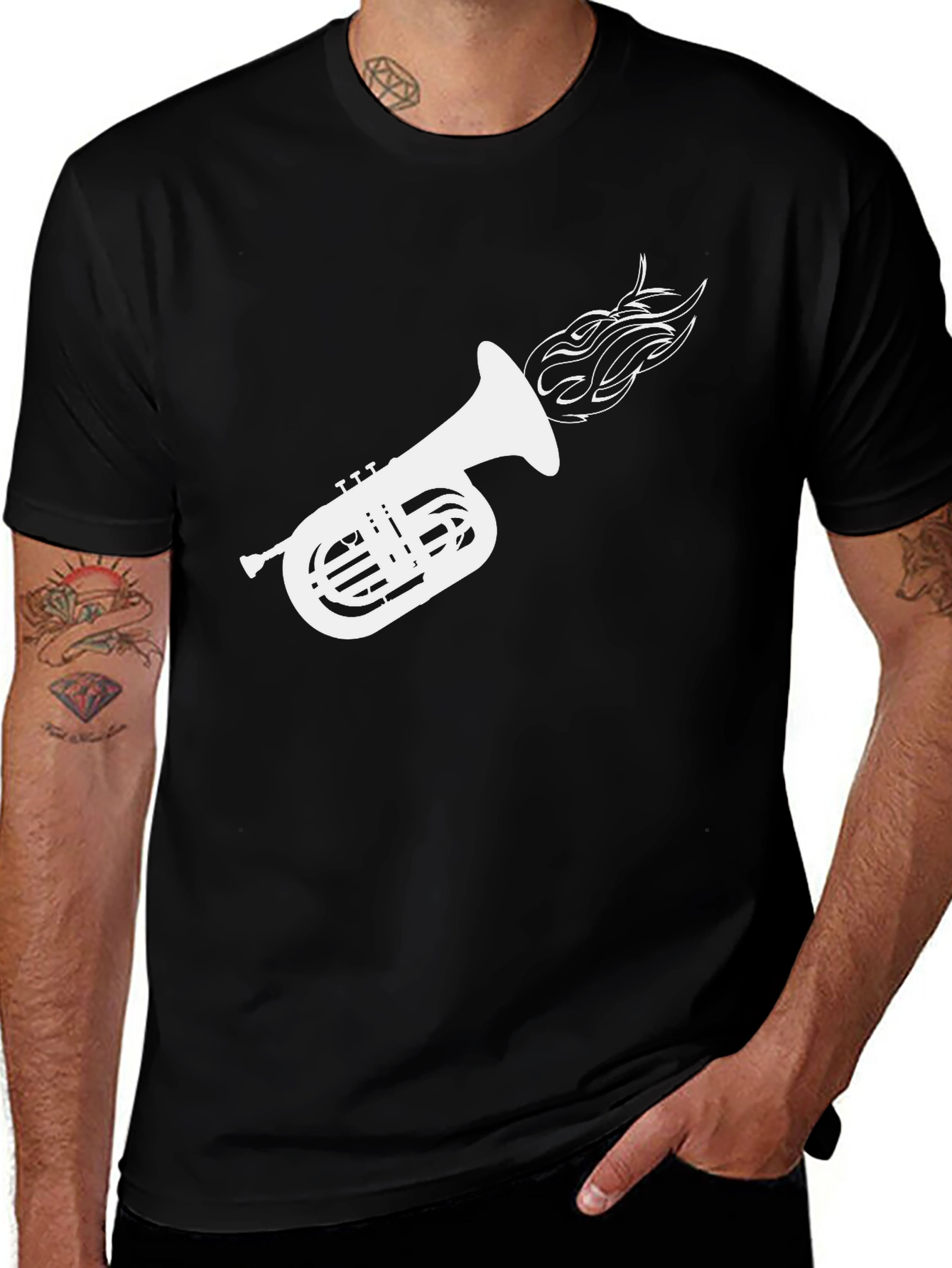 Black Black Tuba Fire T-Shirt - Musician Apparel main image