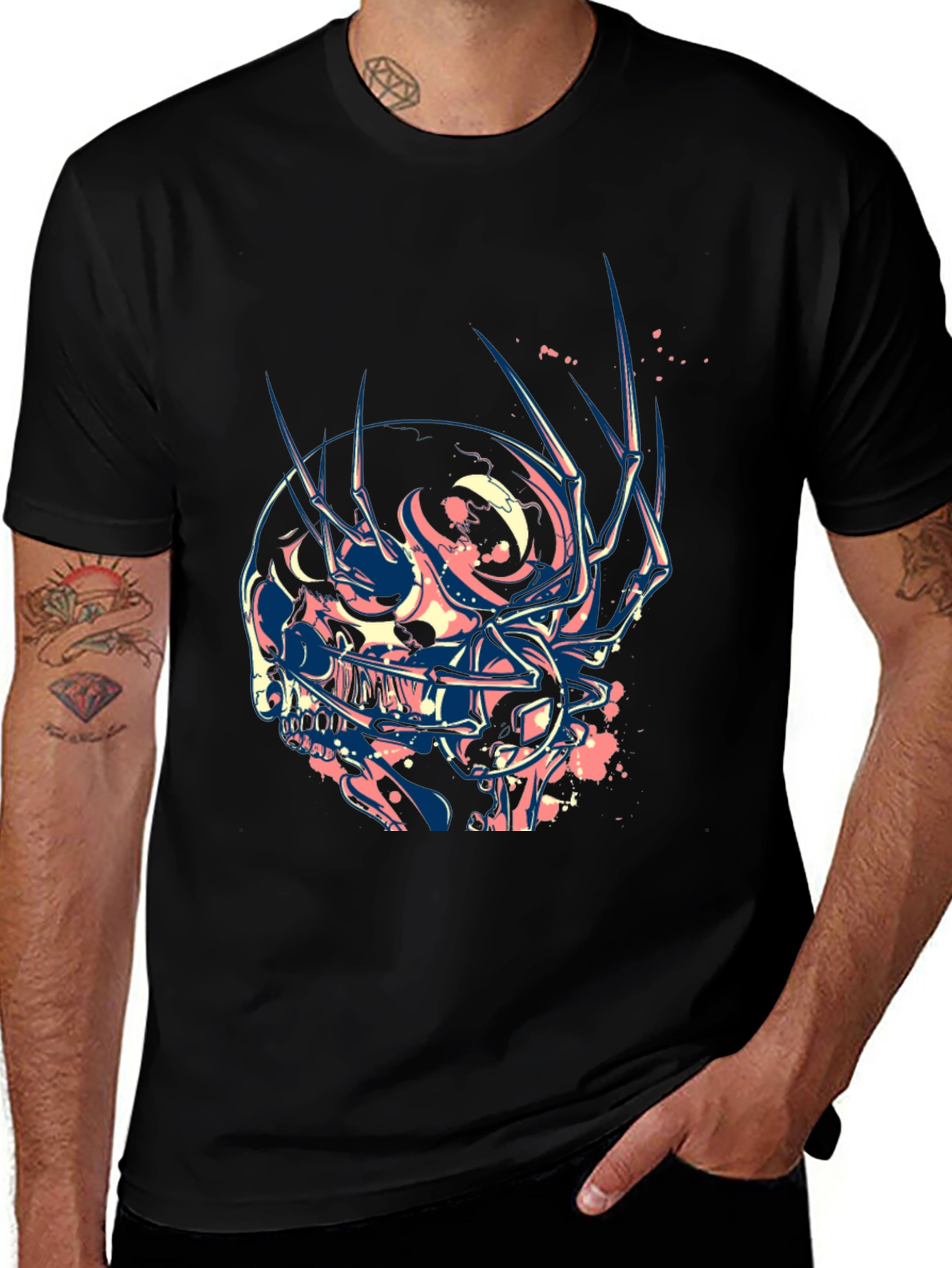 Variant 20 of Skull Claw Graphic Print Black T-Shirt