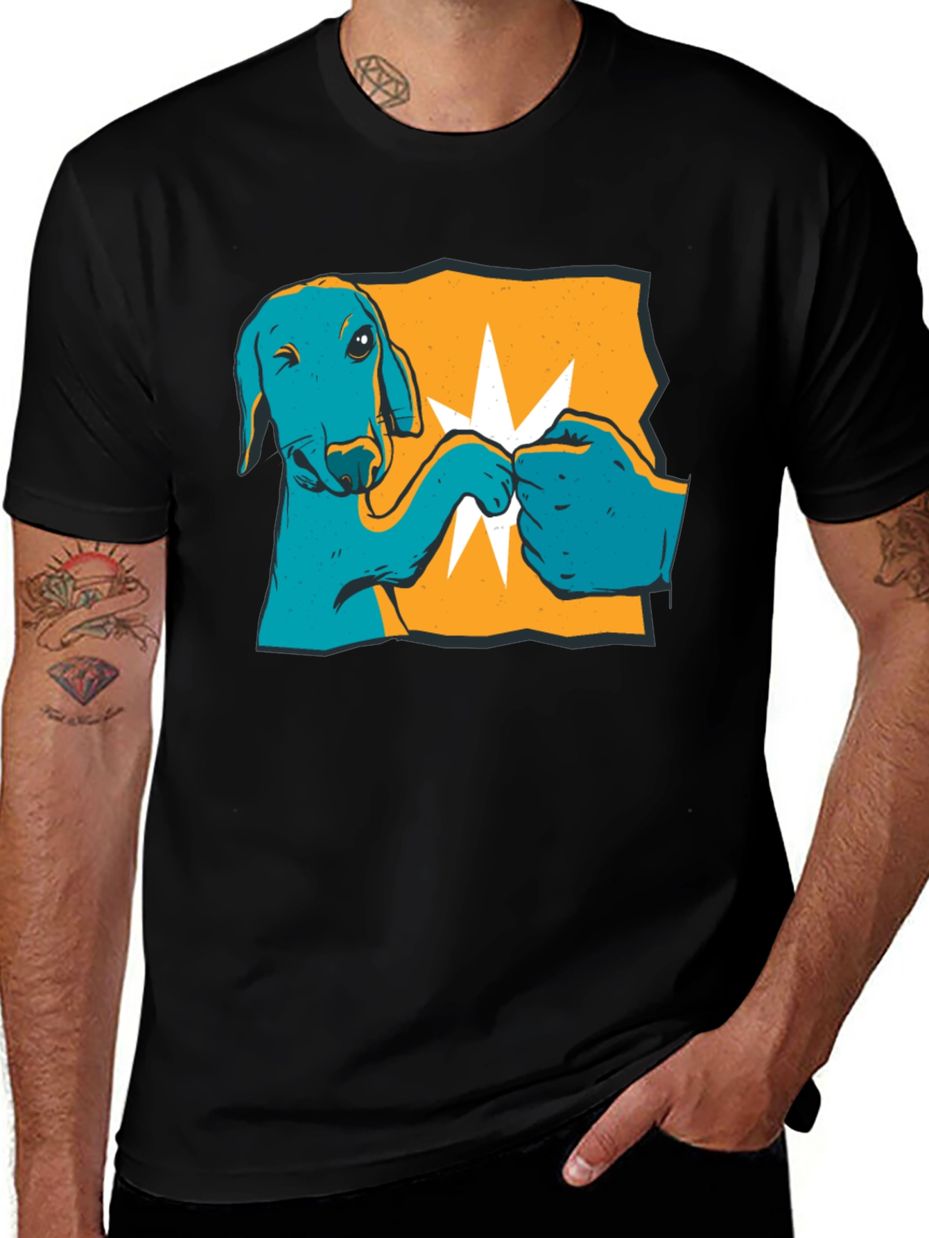 Variant 26 of Dog Fist Bump Graphic T-Shirt - Black