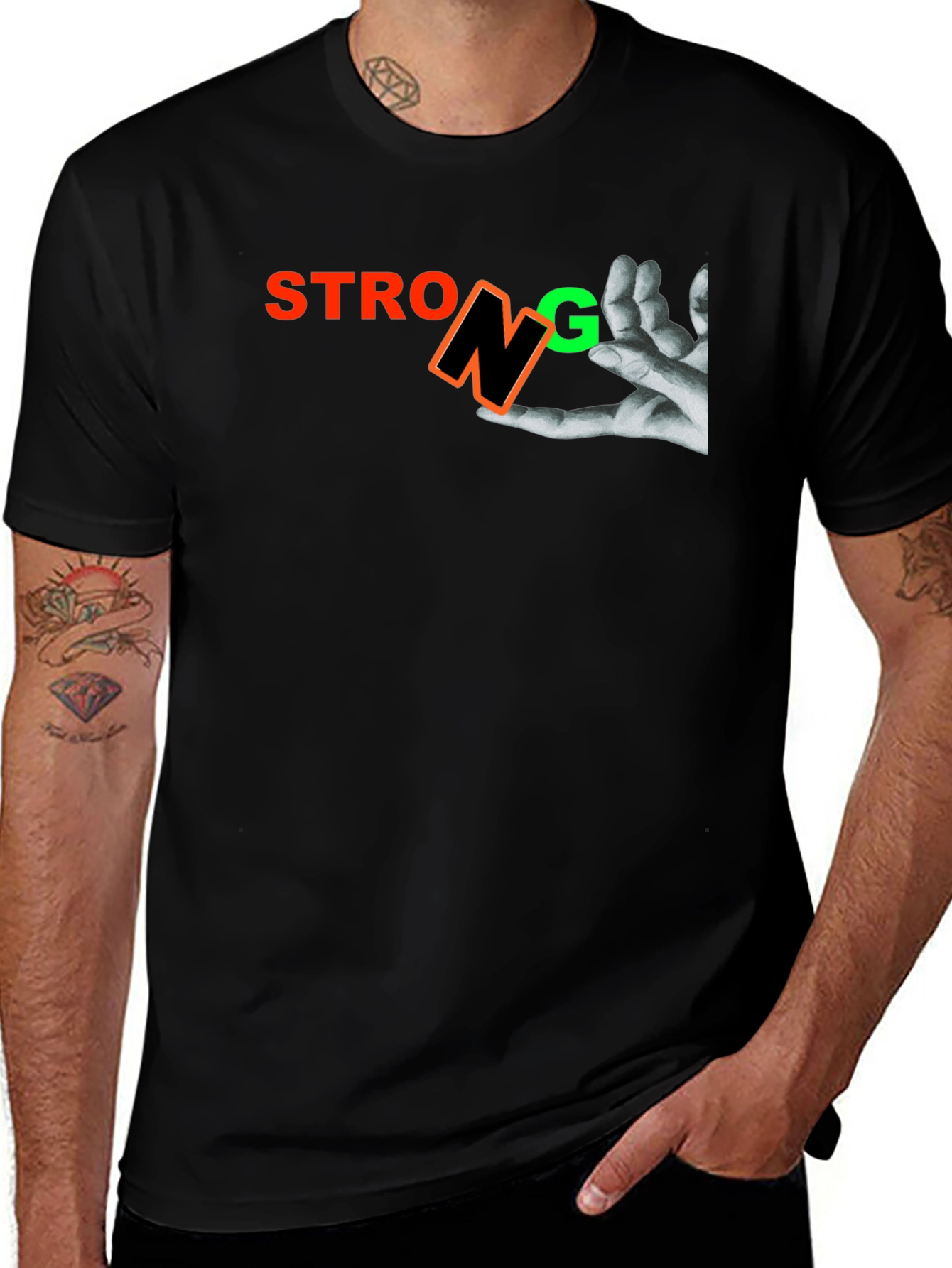 Variant 2 of Strong Graphic Print Men's Black T-Shirt