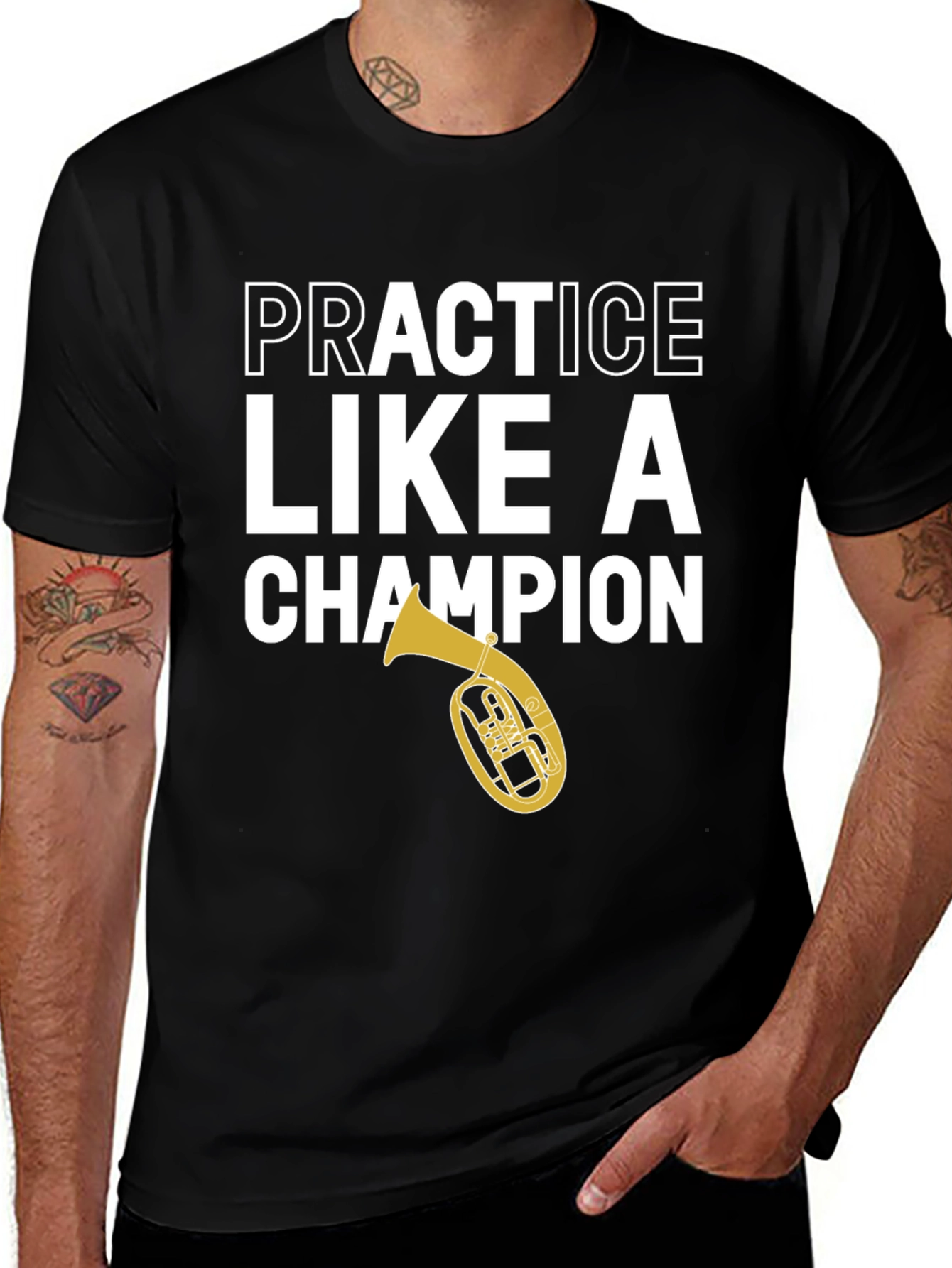 Variant 23 of Practice Like a Champion Tuba Black T-Shirt