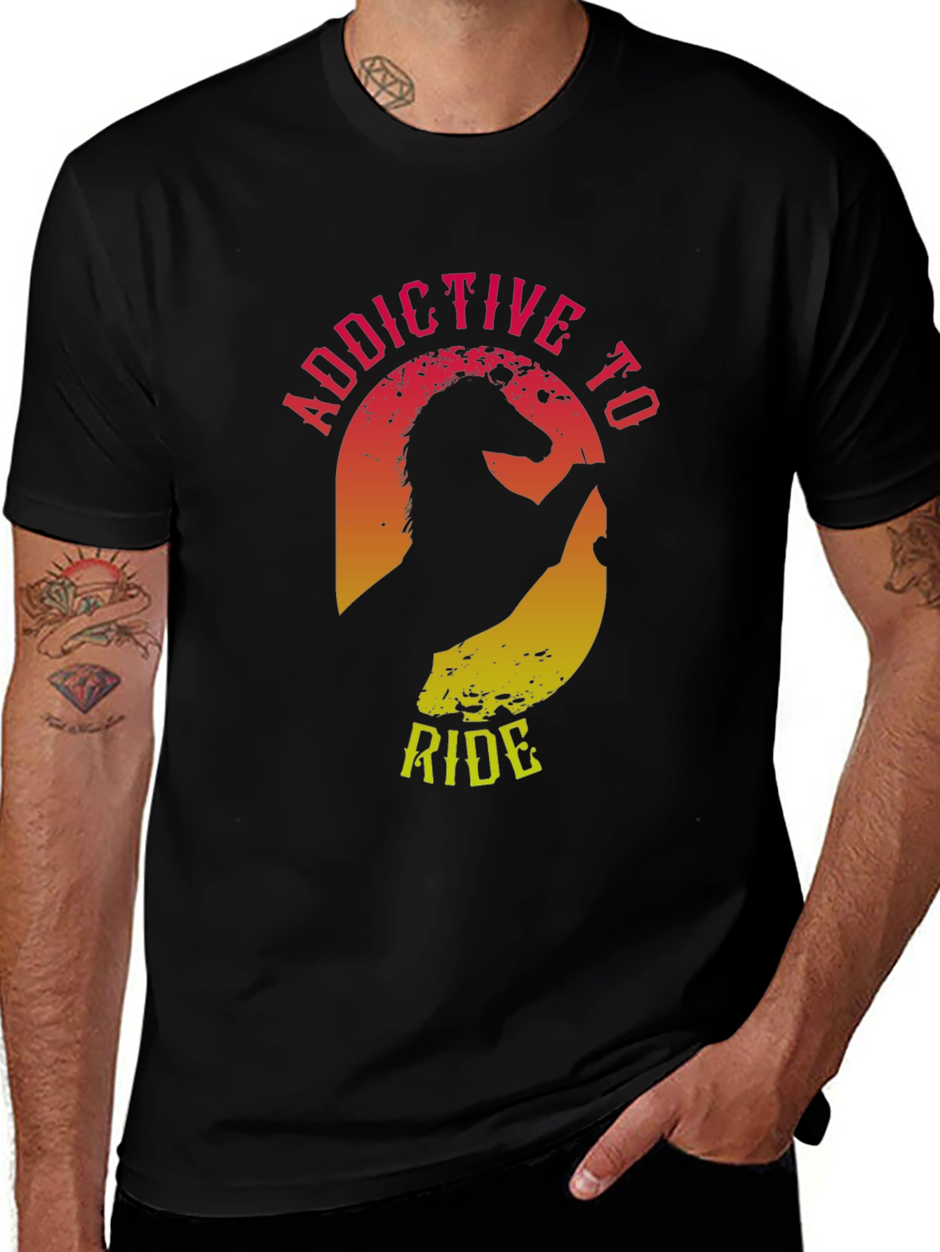Variant 3 of Addictive to Ride Horse Graphic Tee - Black