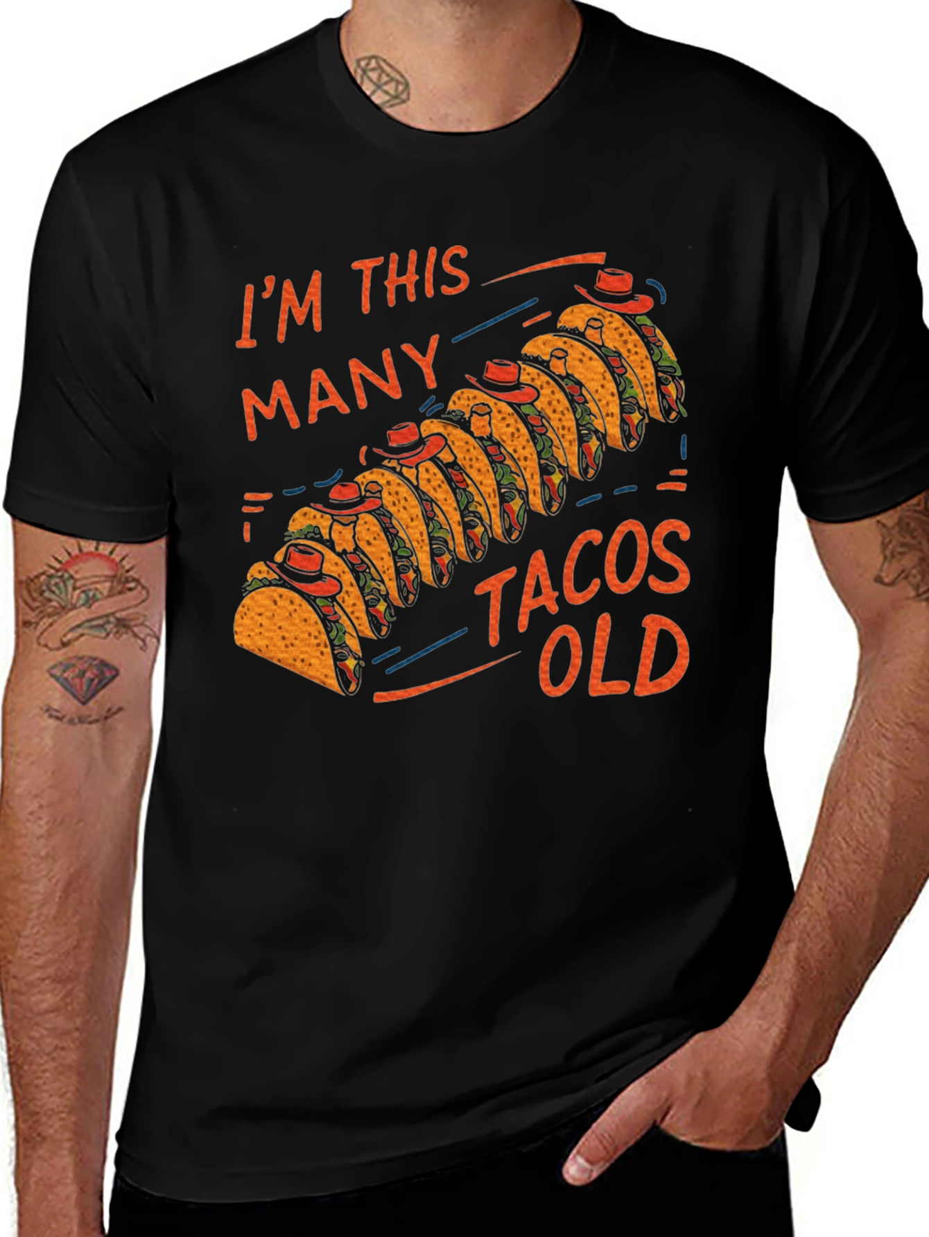 Variant 19 of I'm This Many Tacos Old Men's Graphic Tee