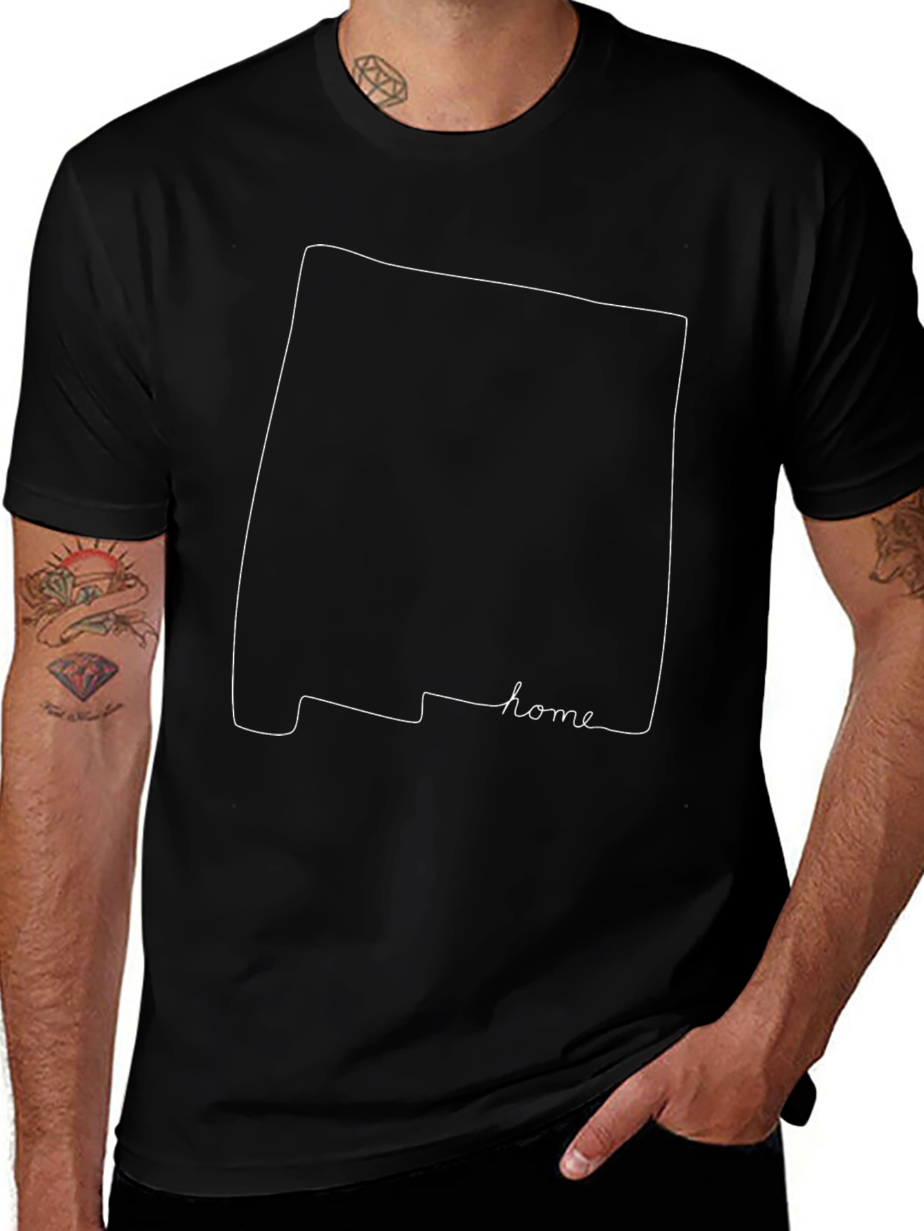 Variant 29 of Minimalist State Outline "Home" Black T-Shirt