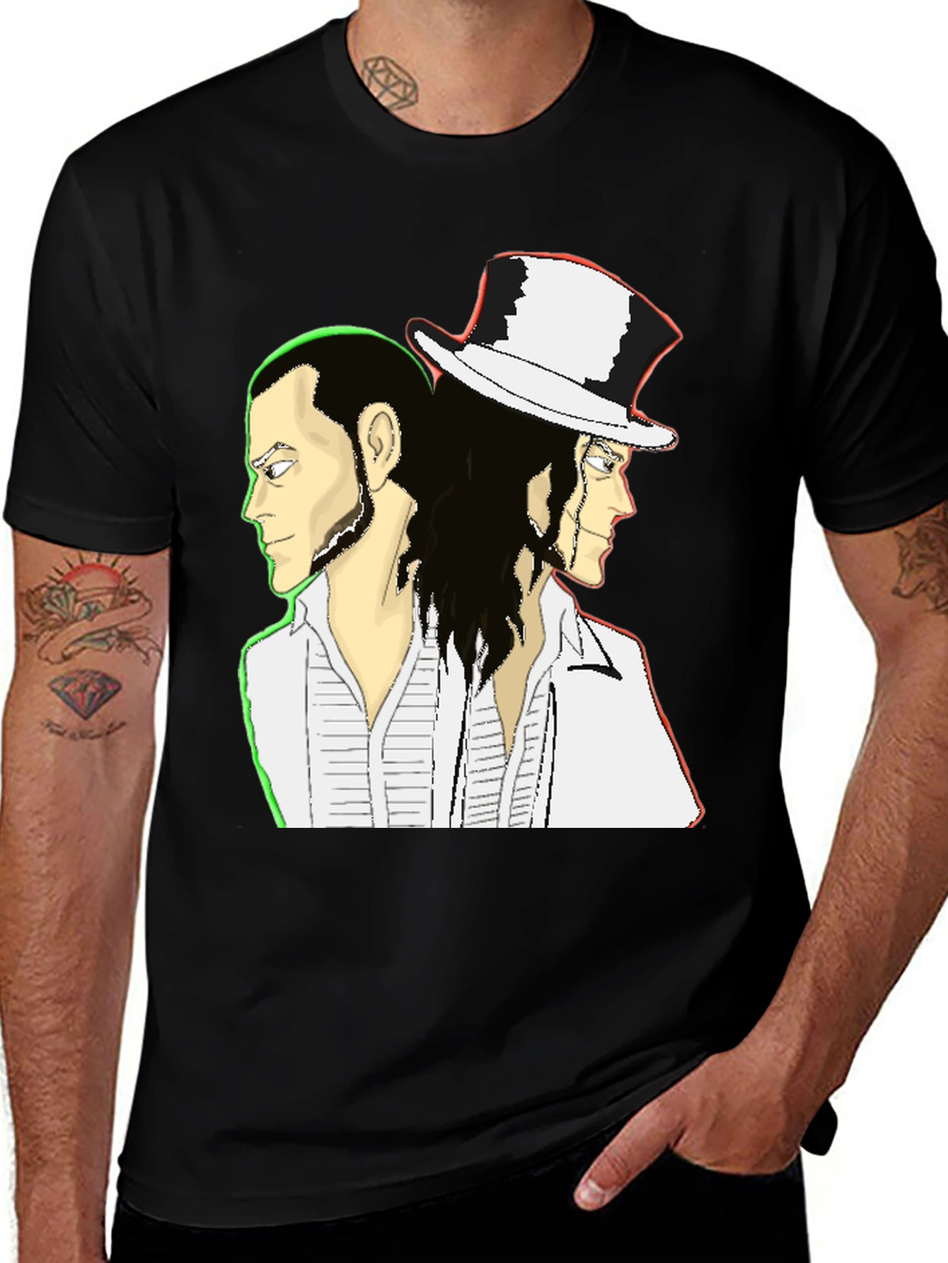 Variant 15 of Double Image Graphic Tee - Unisex Black T-Shirt