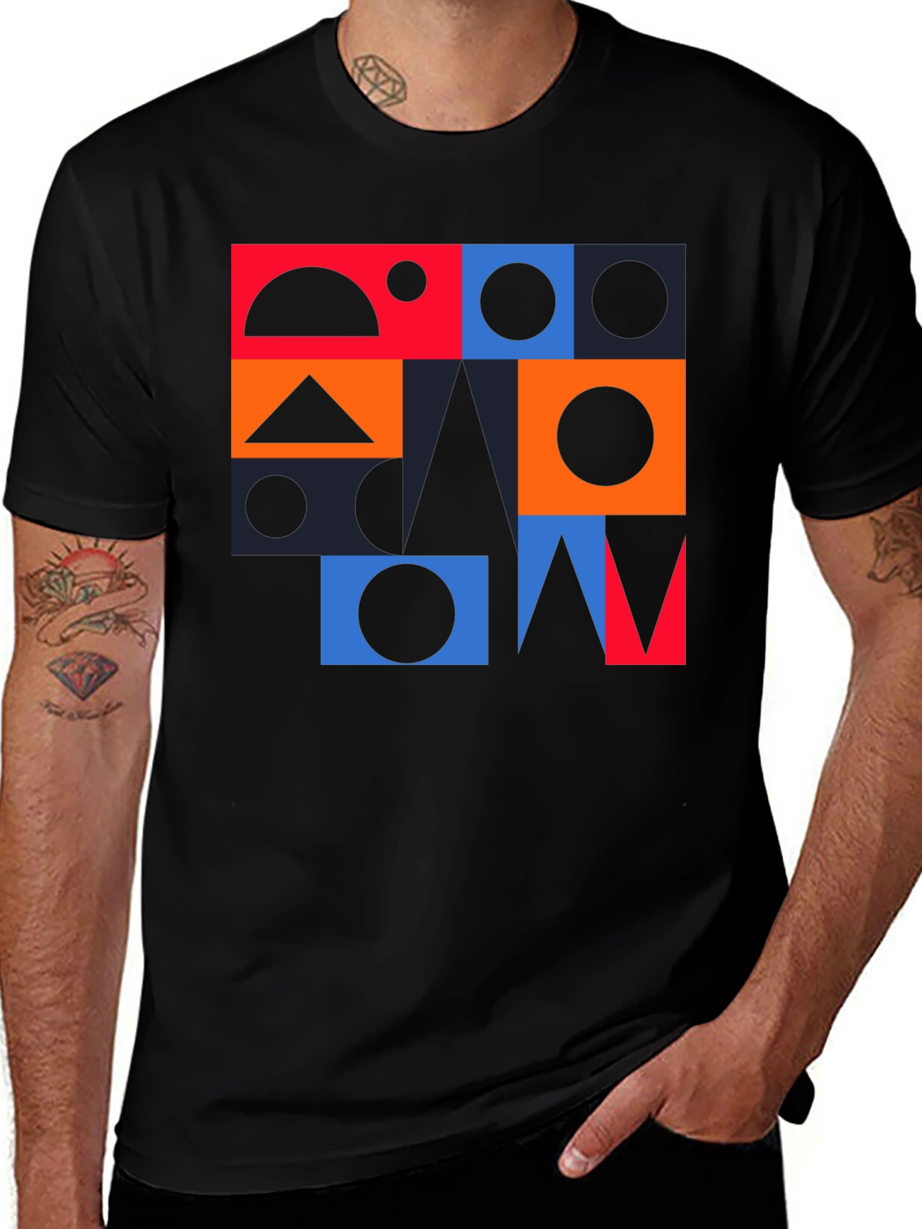 Variant 18 of Geometric Pattern Black T-Shirt