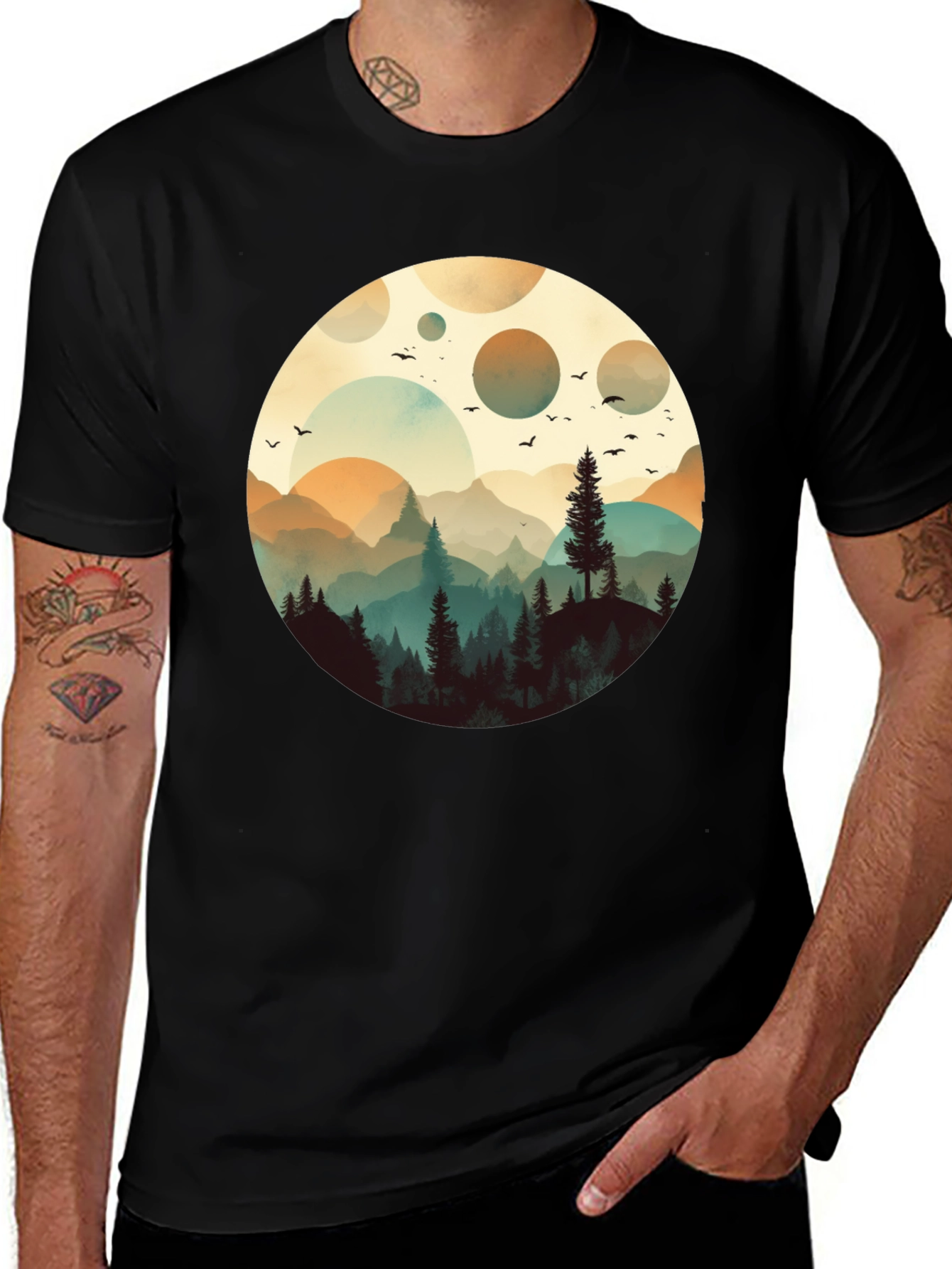 Variant 23 of Nature Silhouette Graphic T-Shirt - Black