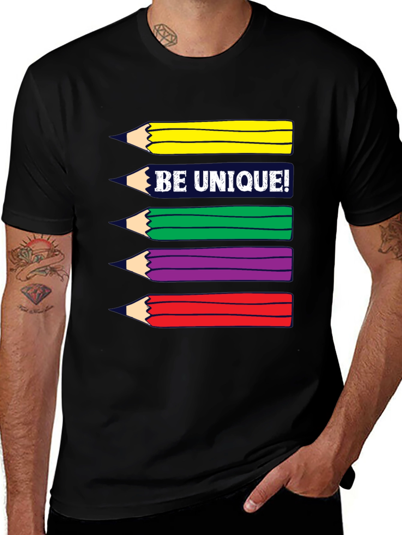Variant 8 of Be Unique! Colorful Pencils Graphic T-Shirt