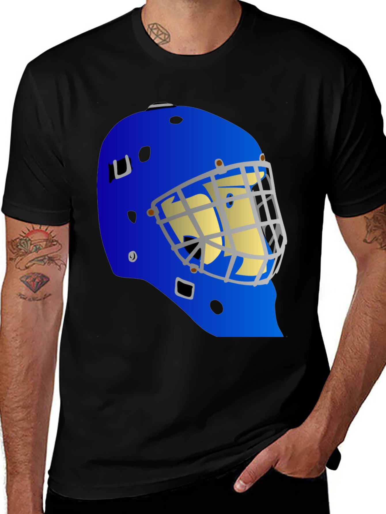 Variant 3 of Hockey Mask Graphic T-Shirt - Black Cotton Tee