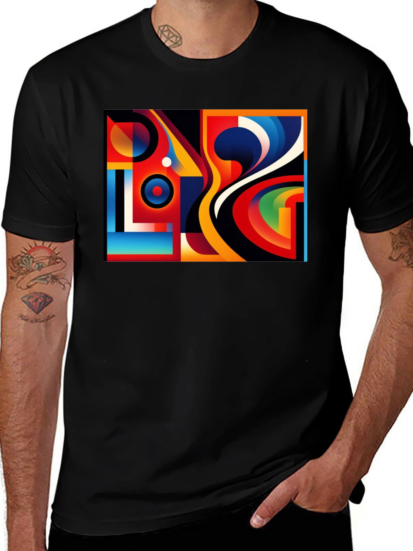 Variant 8 of Abstract Art Graphic Black T-Shirt