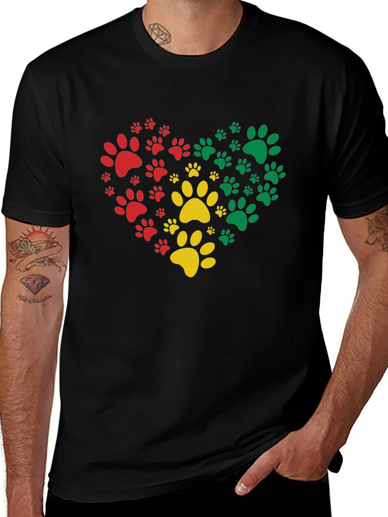 Variant 30 of Heart Paw Print Graphic Tee - Black