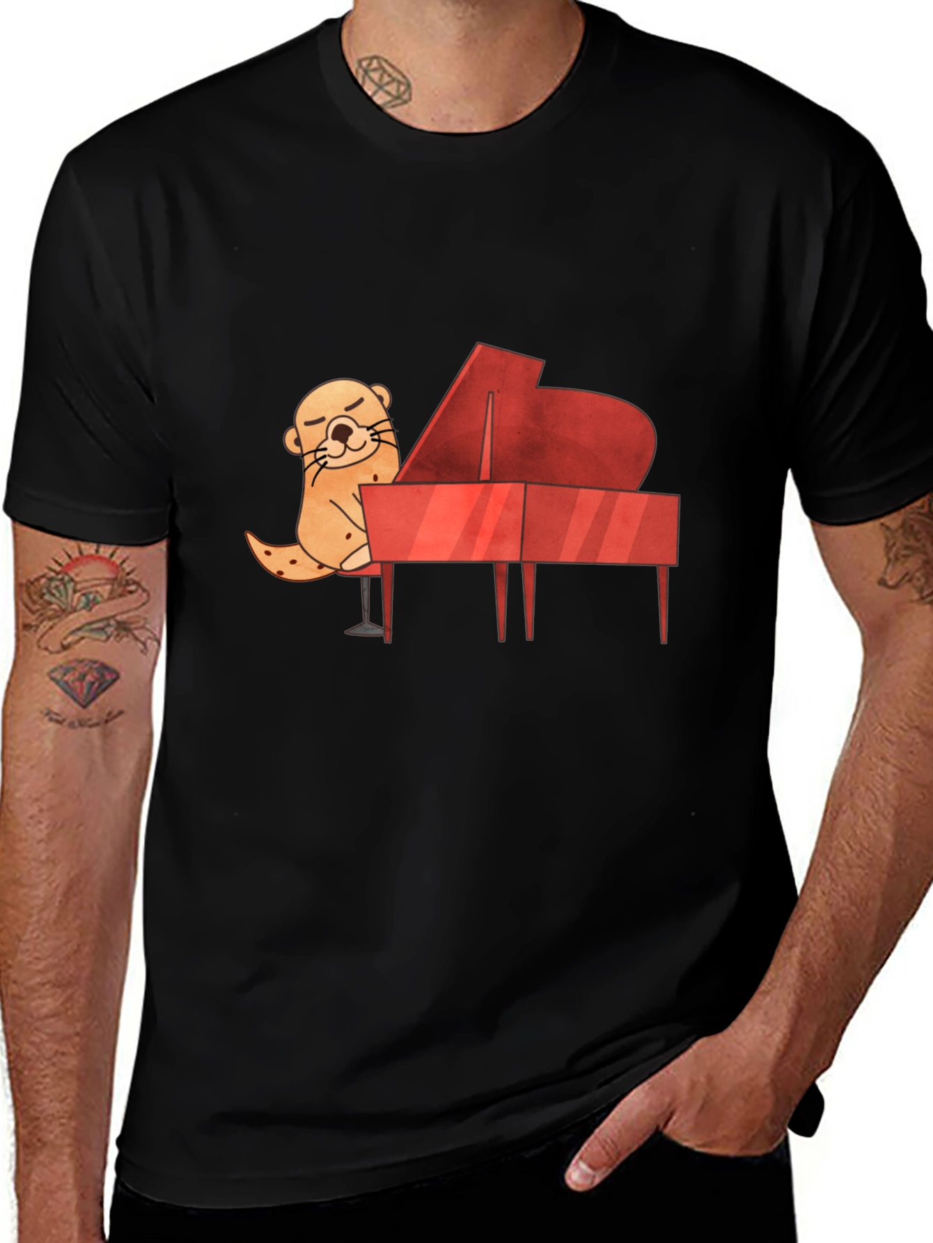 Variant 8 of Otter Playing Piano Graphic Tee