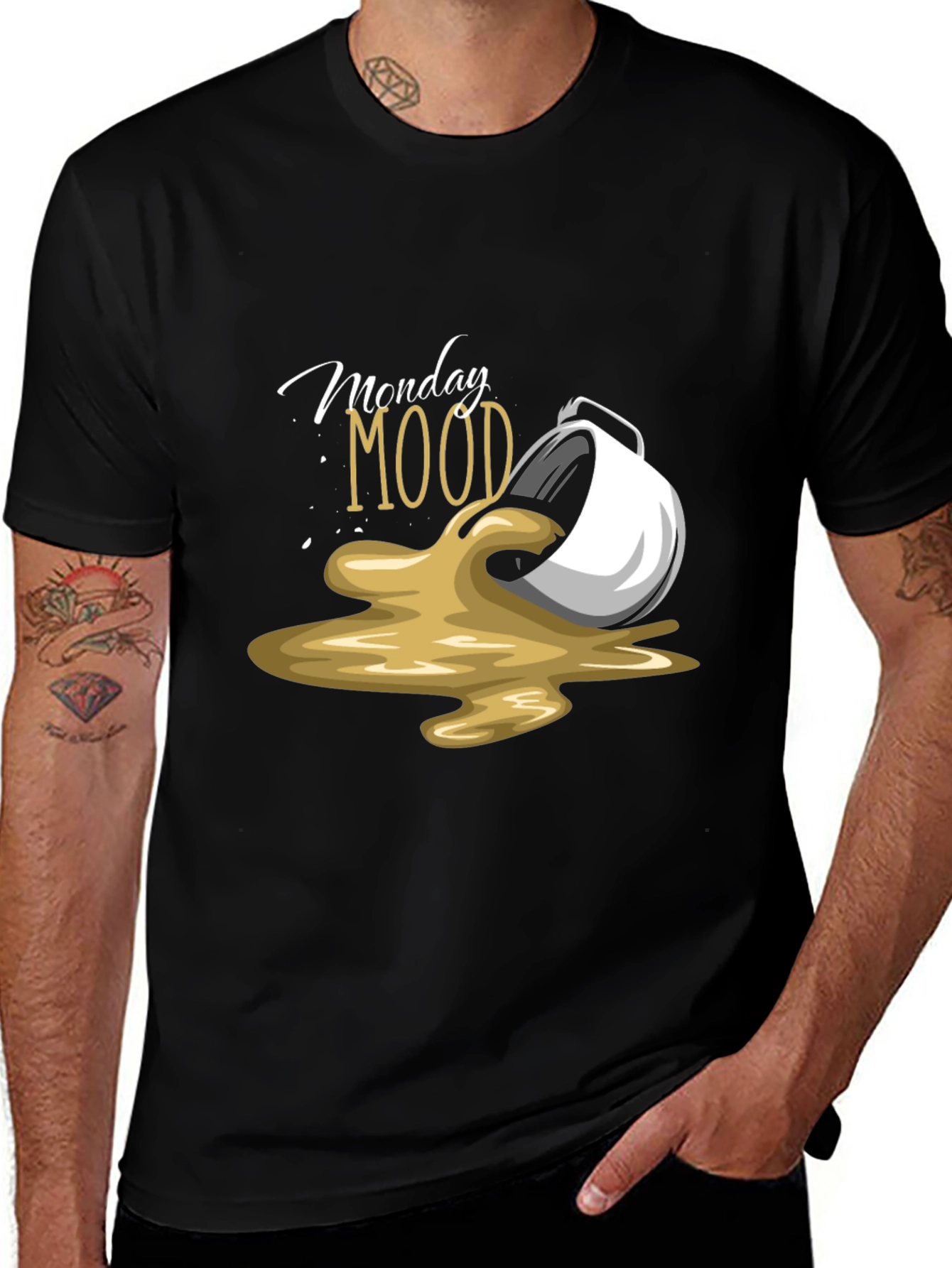Variant 8 of Monday Mood T-Shirt - Coffee Spill Design