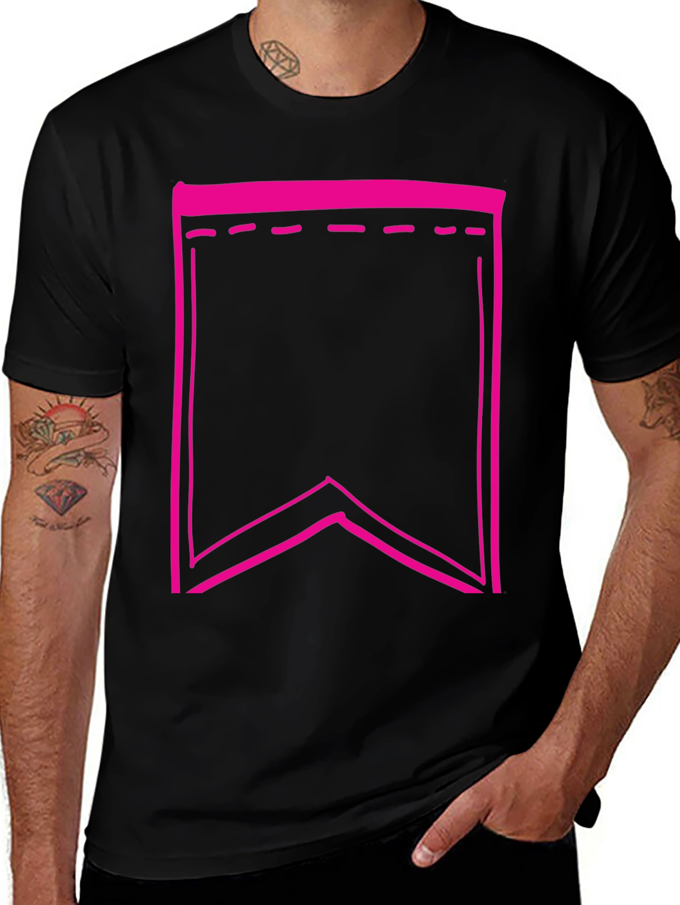 Variant 30 of Black Tee with Pink Pennant Graphic
