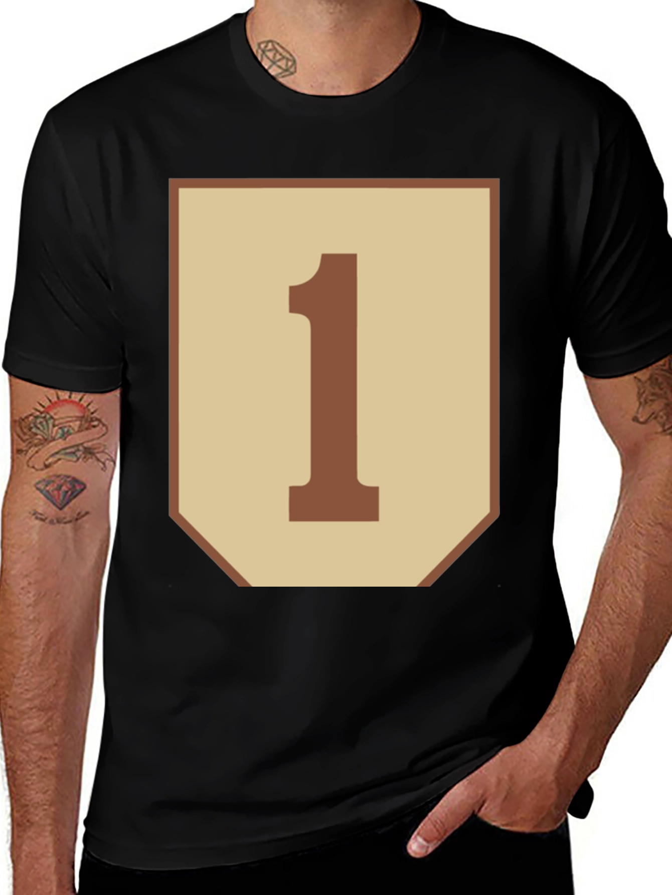 Number One Graphic Tee - Black Cotton Blend Shirt