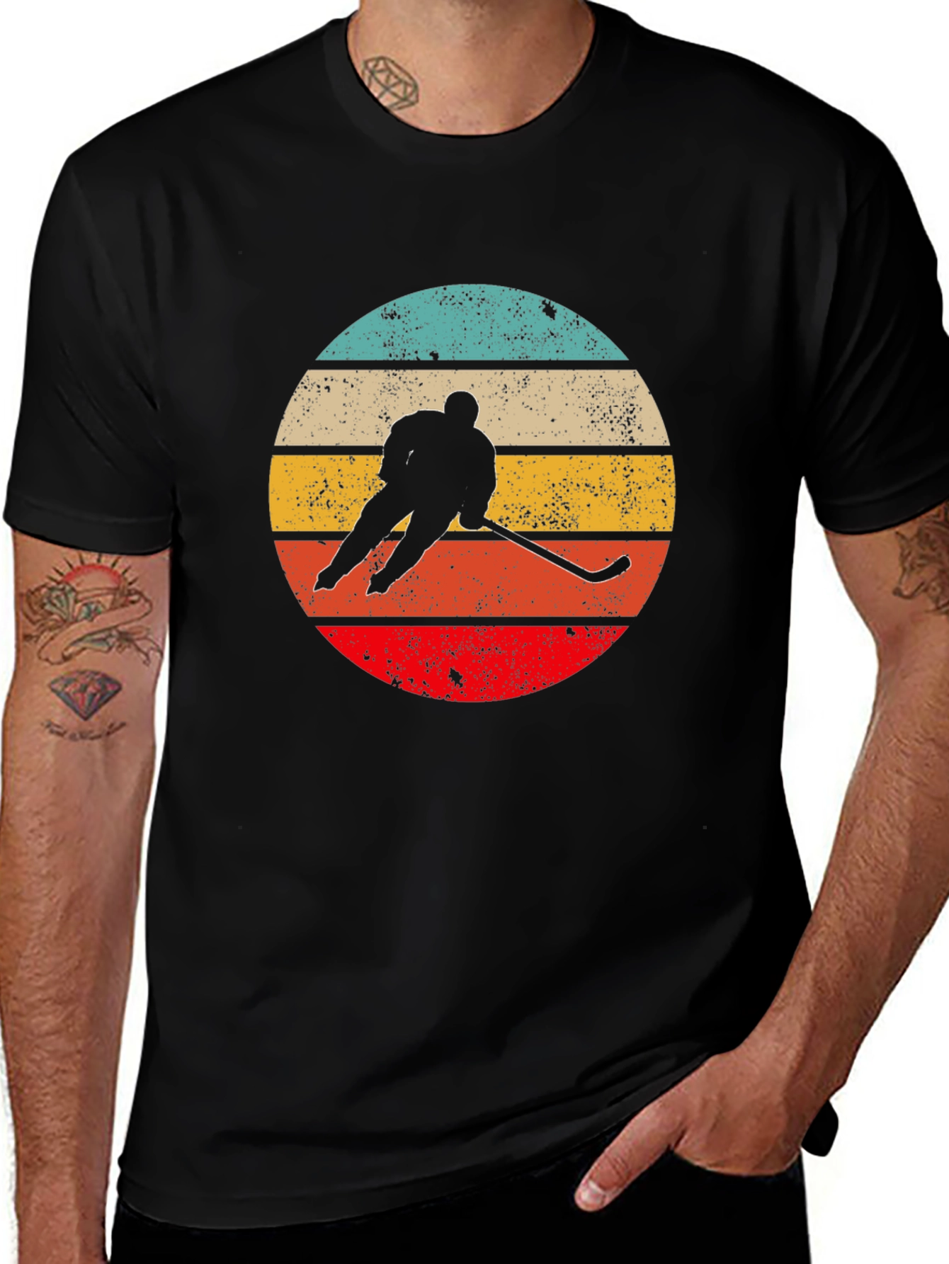 Variant 7 of Retro Hockey Player Graphic T-Shirt