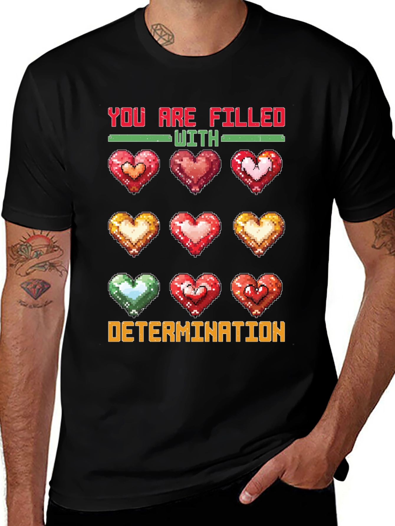 Variant 6 of Determination Pixel Art Heart T-Shirt
