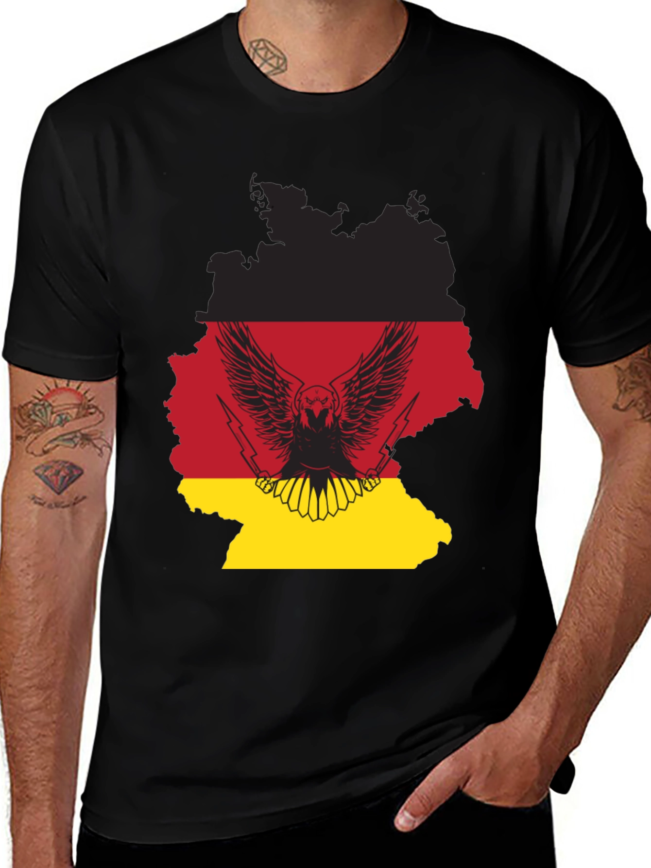 Black German Flag Eagle Graphic T-Shirt main image