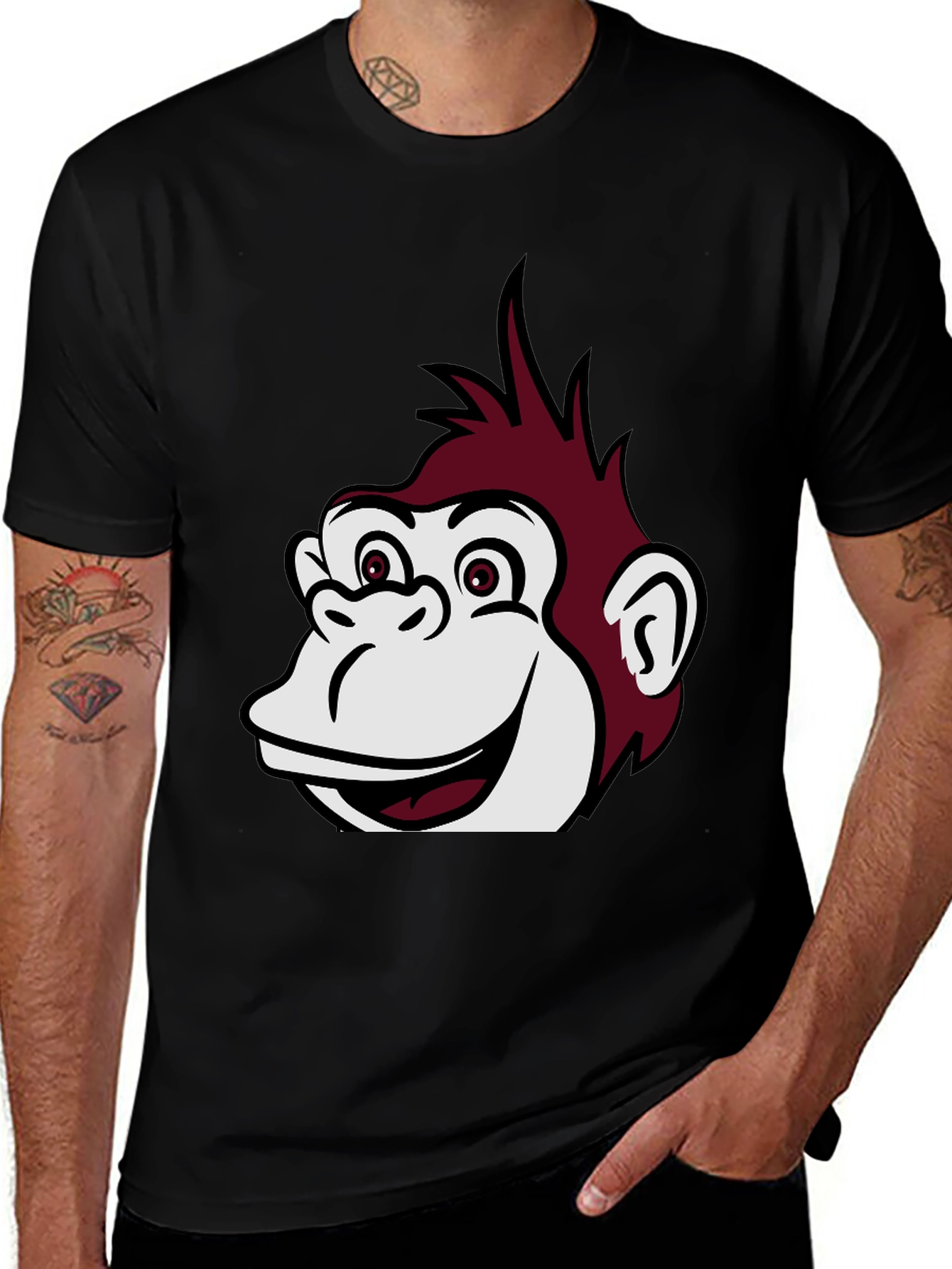 Variant 25 of Cartoon Monkey Graphic Tee - Black
