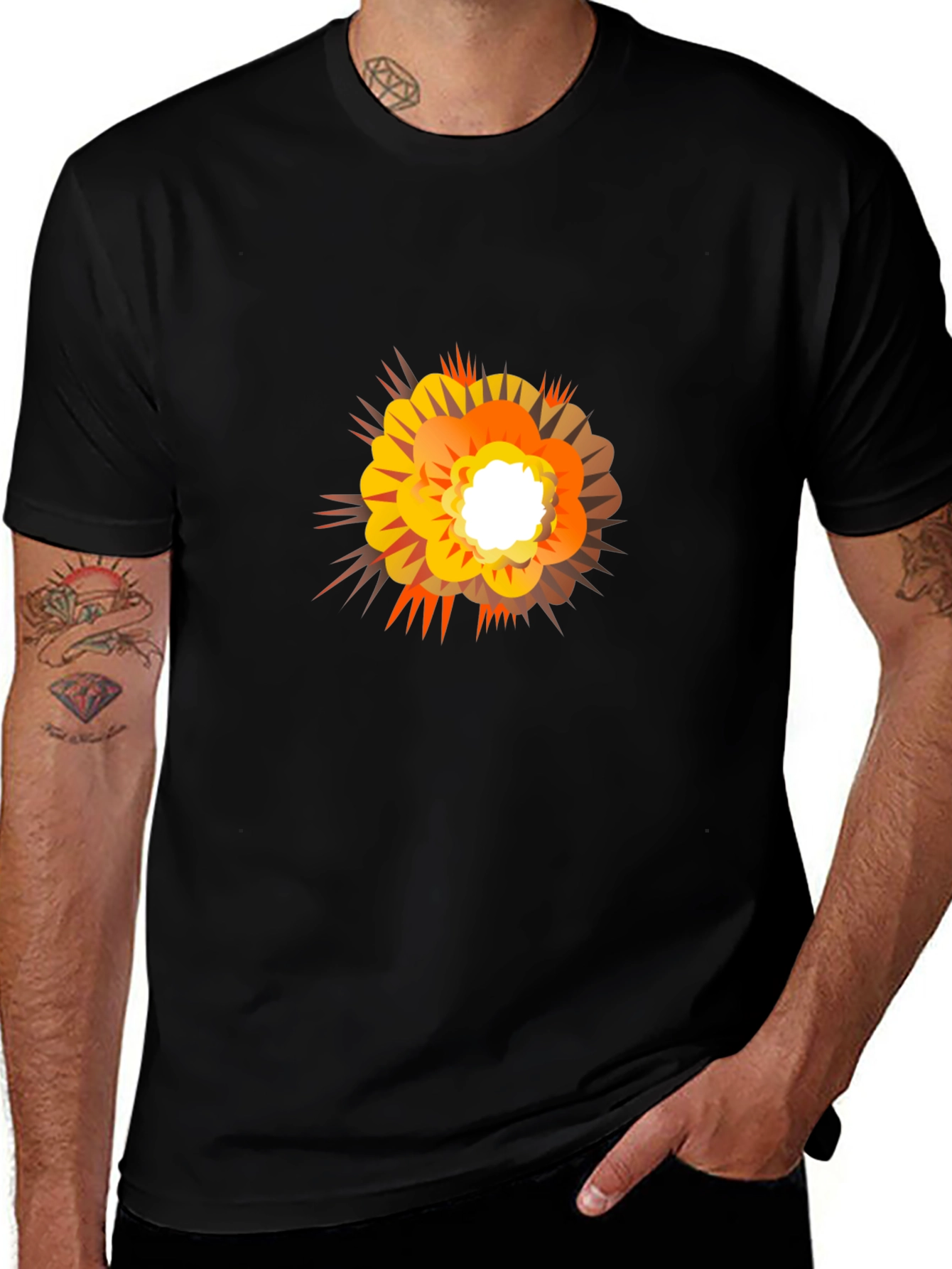 Variant 19 of Explosion Graphic Print Black T-Shirt